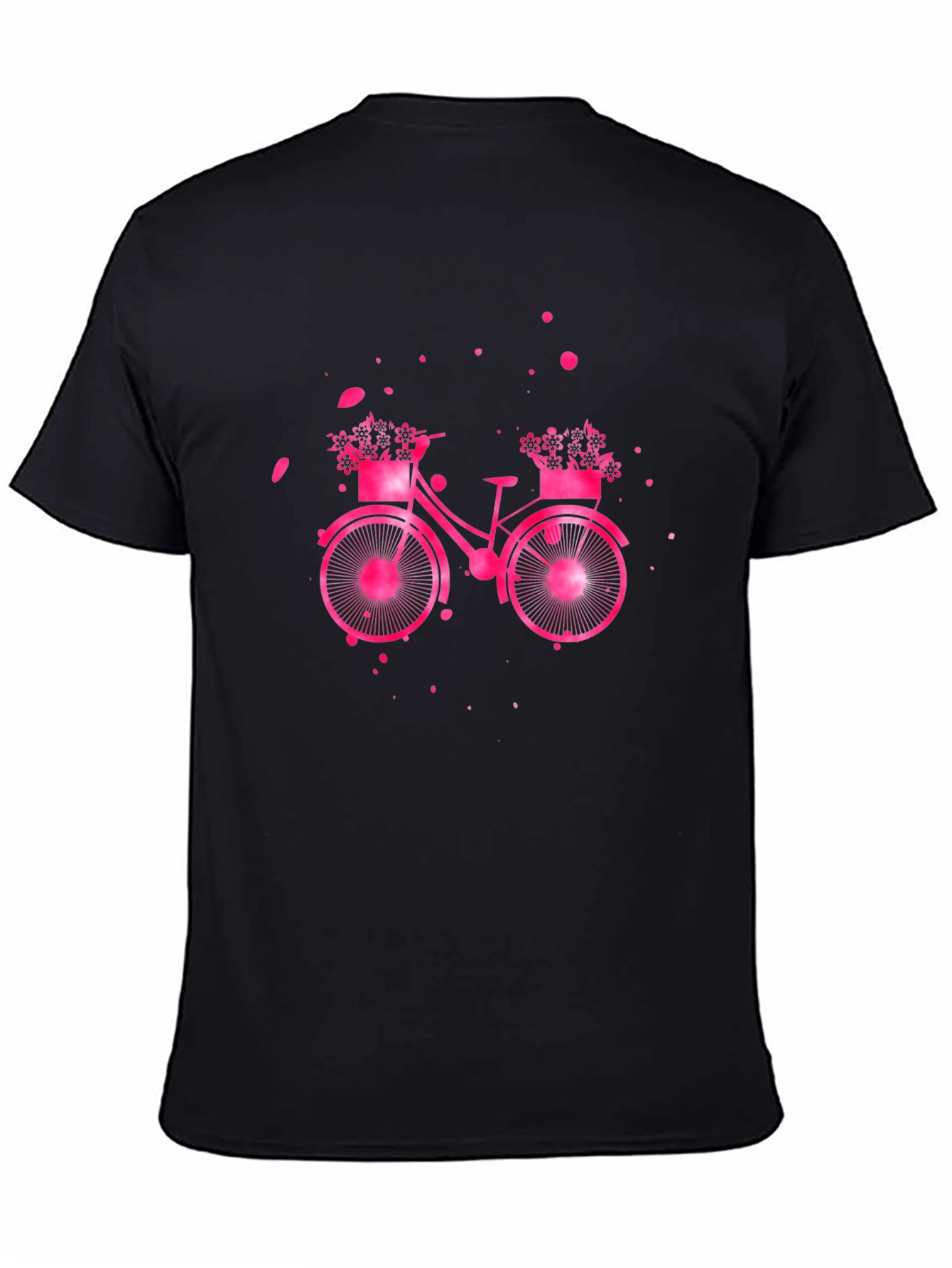 Camiseta Negra con Bicicleta Floral Rosa