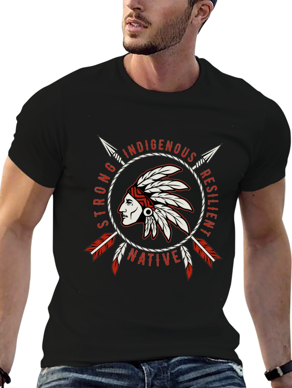 Camiseta Hombre: Fuerte Indígena Nativo Resistente