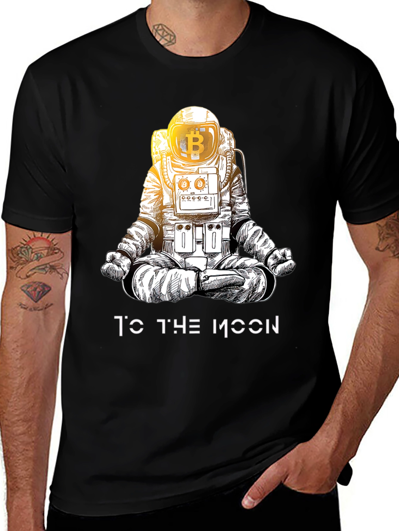 Camiseta Hombre Bitcoin Astronauta - A la Luna