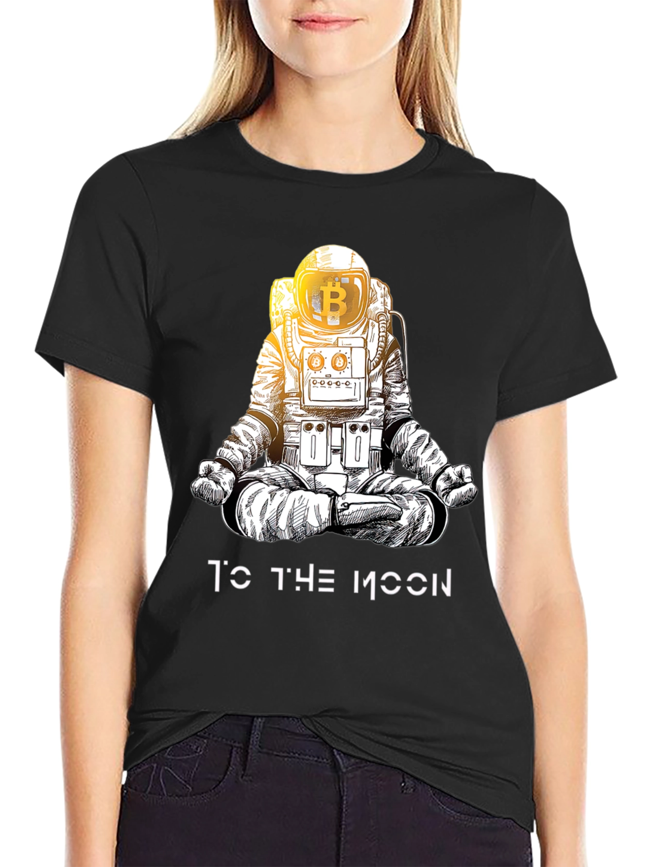 Camiseta Hombre Bitcoin Astronauta - A la Luna