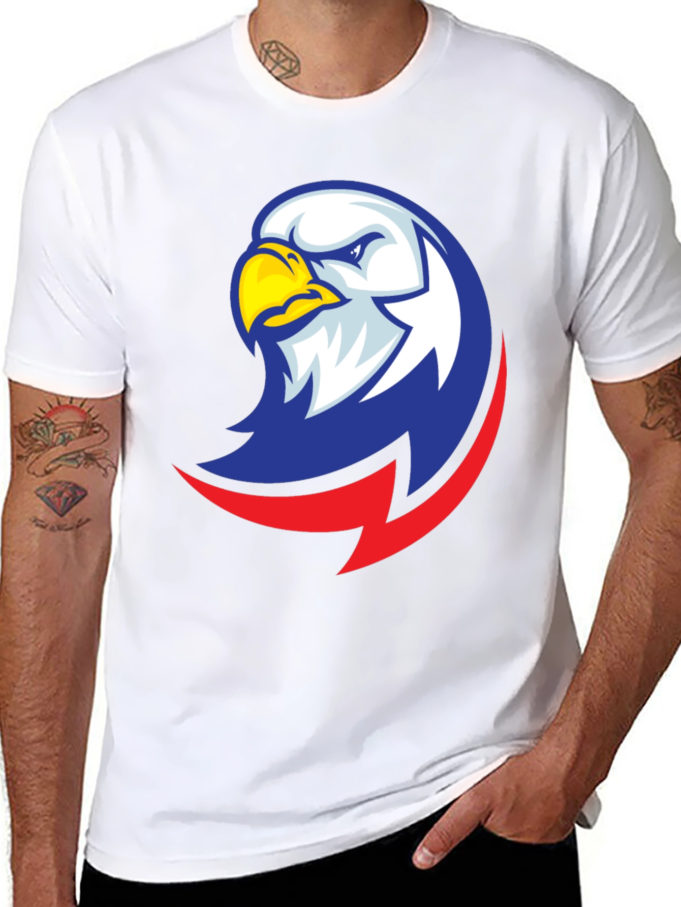 Camiseta Negra con Diseño de Águila Patriótica