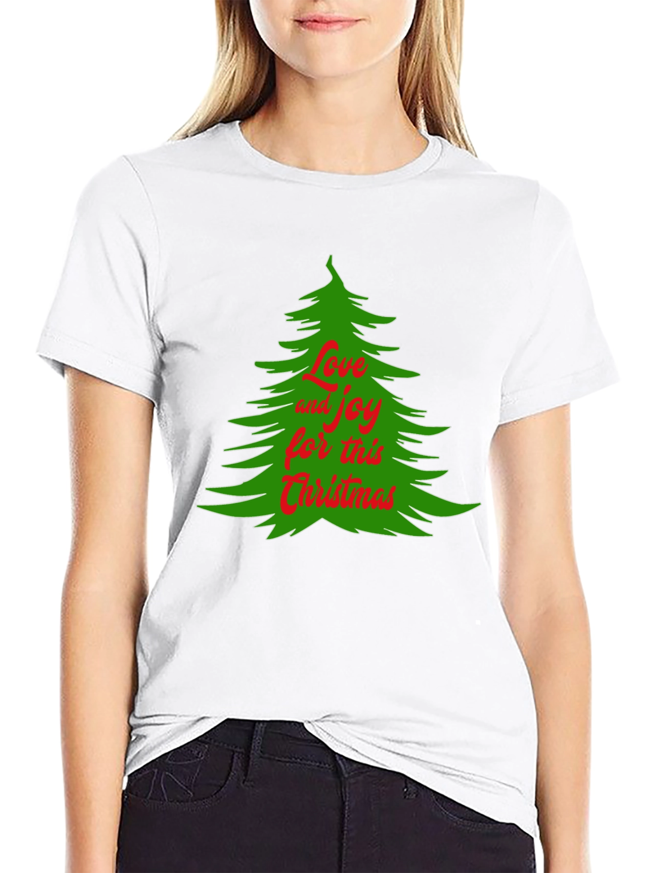 Camiseta Navideña Árbol Amor y Alegría