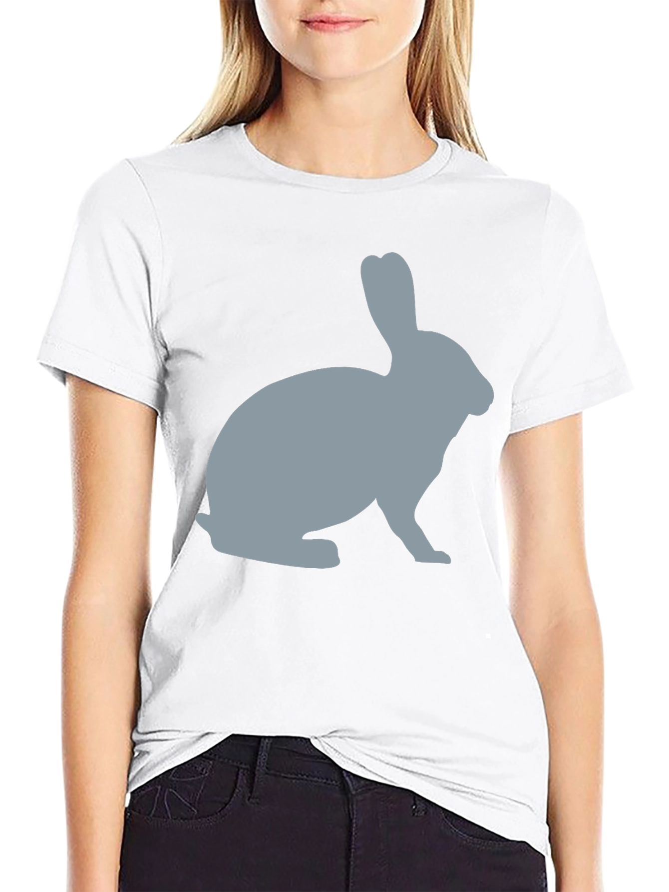 Camiseta Negra con Diseño de Conejo