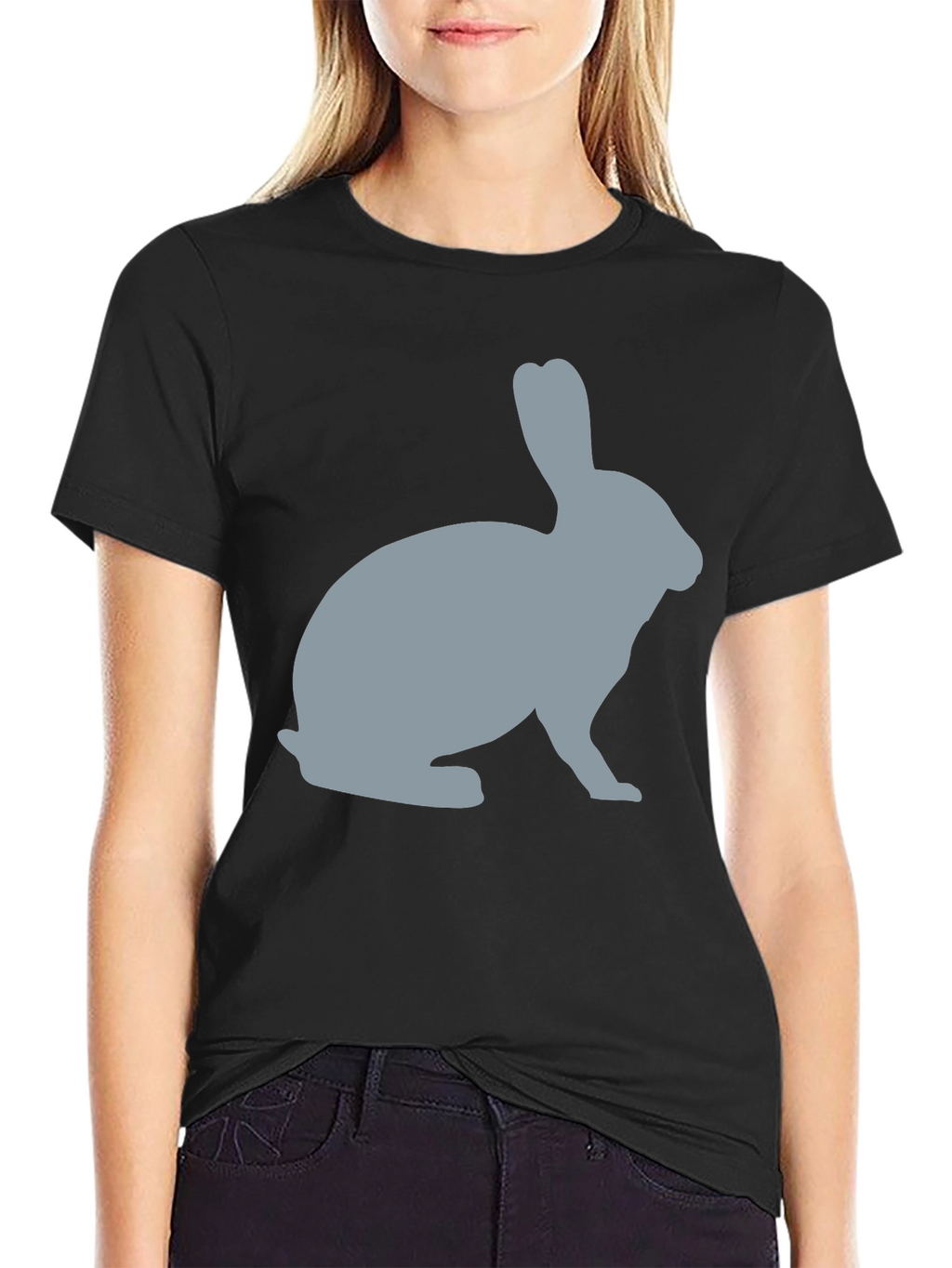 Camiseta Negra con Diseño de Conejo