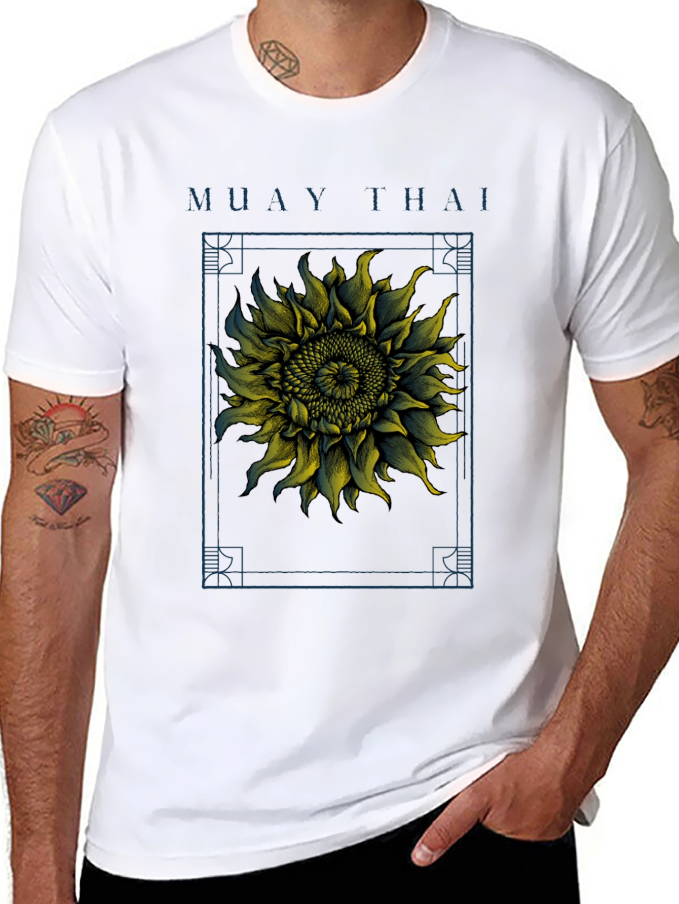 Camiseta Muay Thai Girasol Estampado Hombre