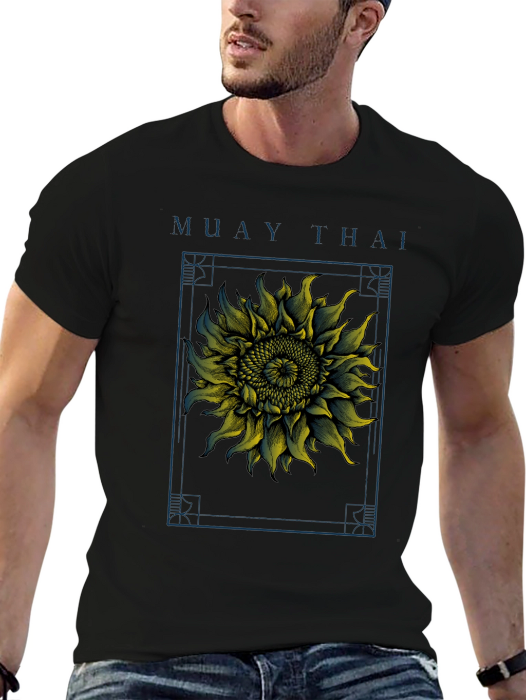 Camiseta Muay Thai Girasol Estampado Hombre
