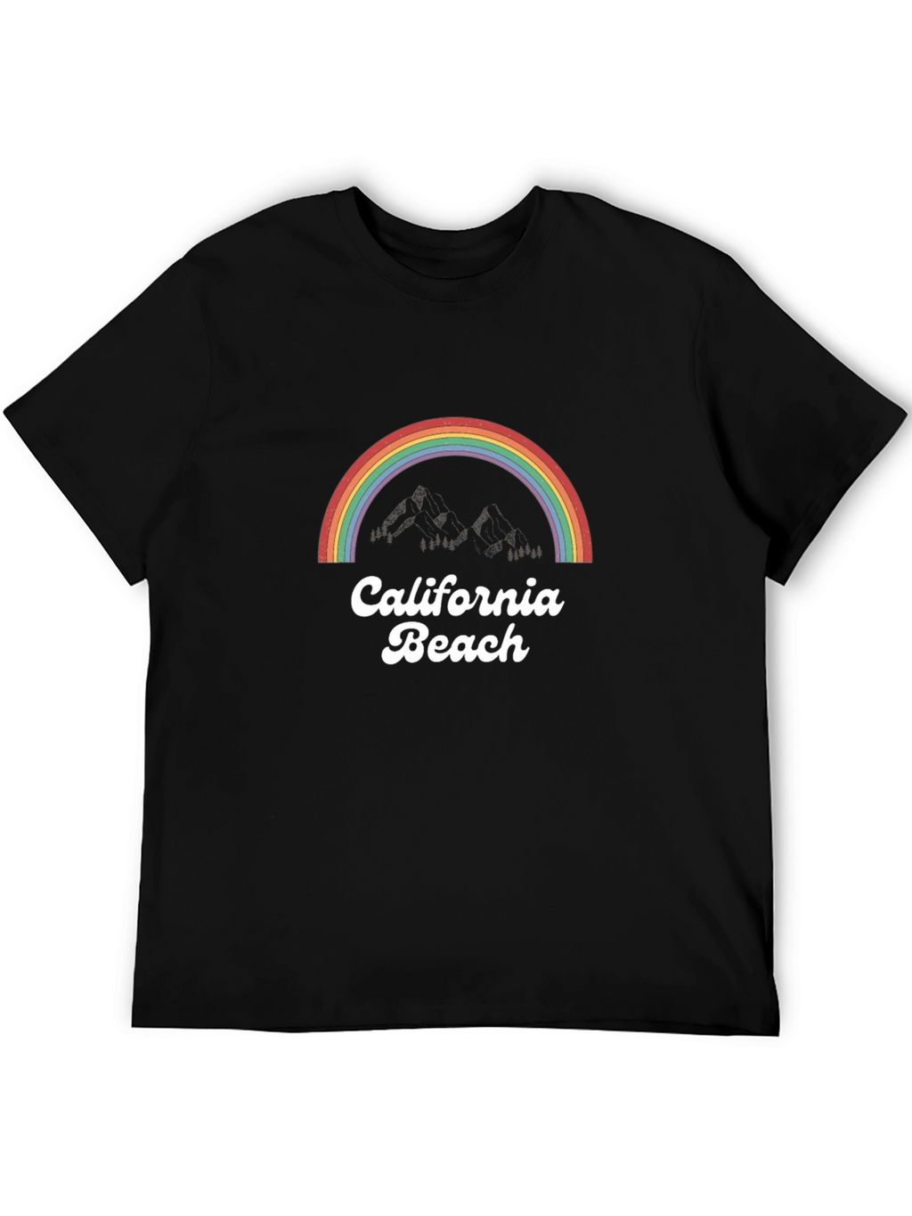 Camiseta Negra California Beach con Arcoíris