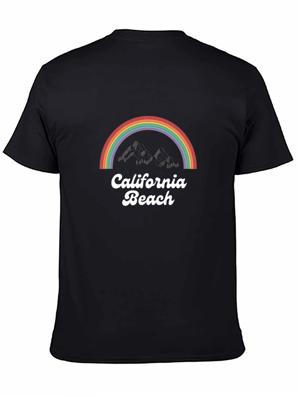 Camiseta Negra California Beach con Arcoíris