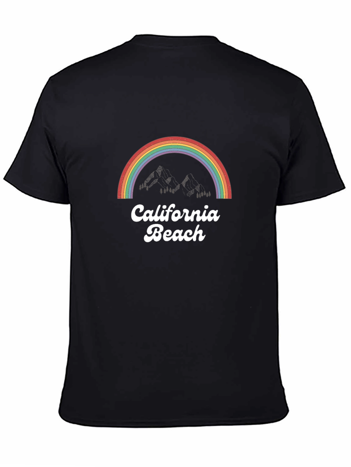 Camiseta Negra California Beach con Arcoíris