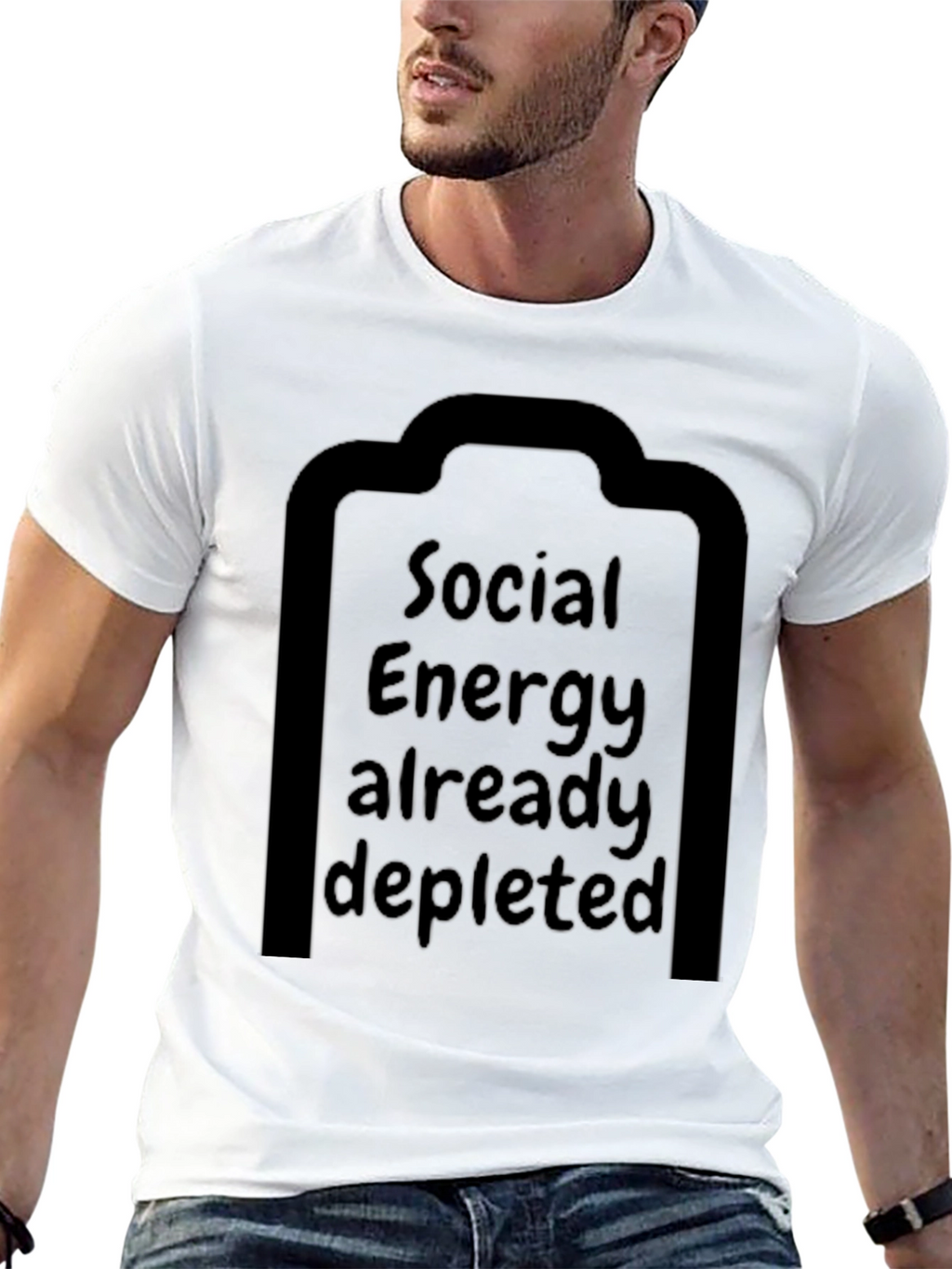 Camiseta Energía Social Agotada - Diseño Divertido