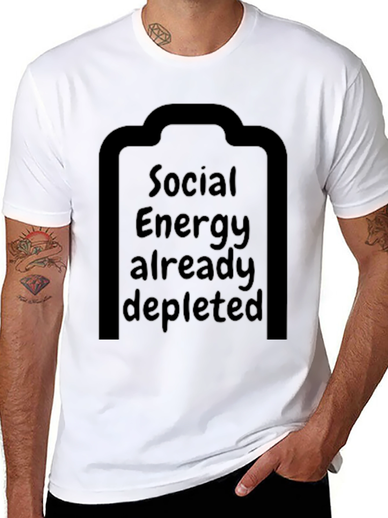 Camiseta Energía Social Agotada - Diseño Divertido