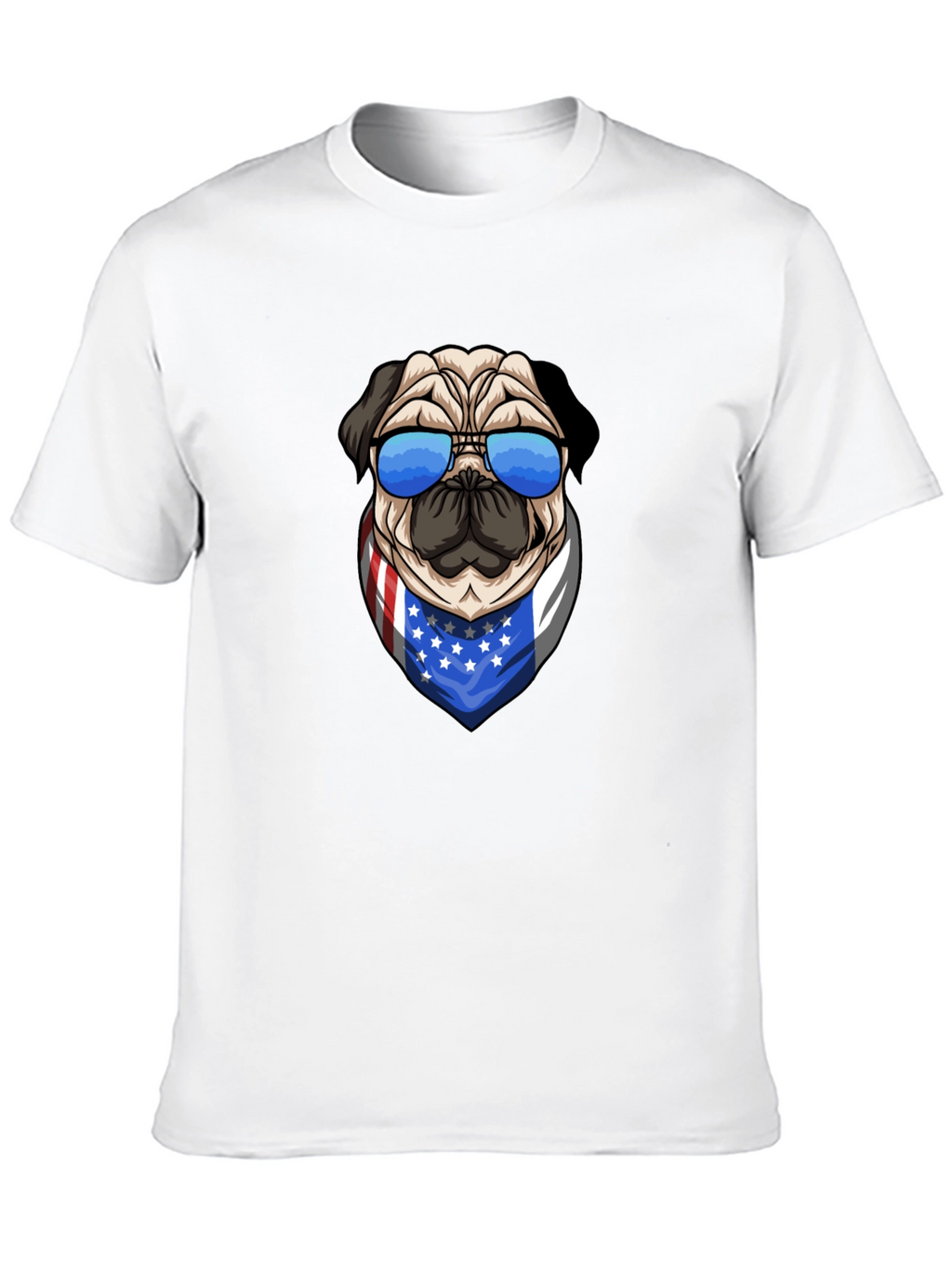 Camiseta Hombre Diseño Pug Patriótico