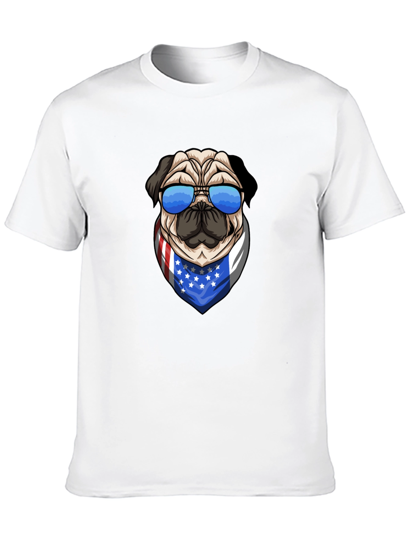 Camiseta Hombre Diseño Pug Patriótico