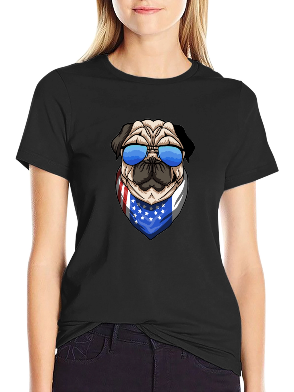 Camiseta Hombre Diseño Pug Patriótico