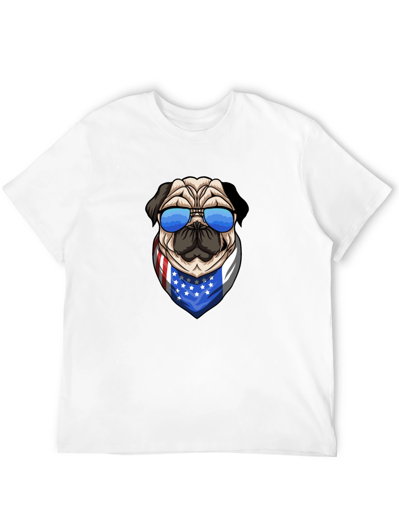 Camiseta Hombre Diseño Pug Patriótico