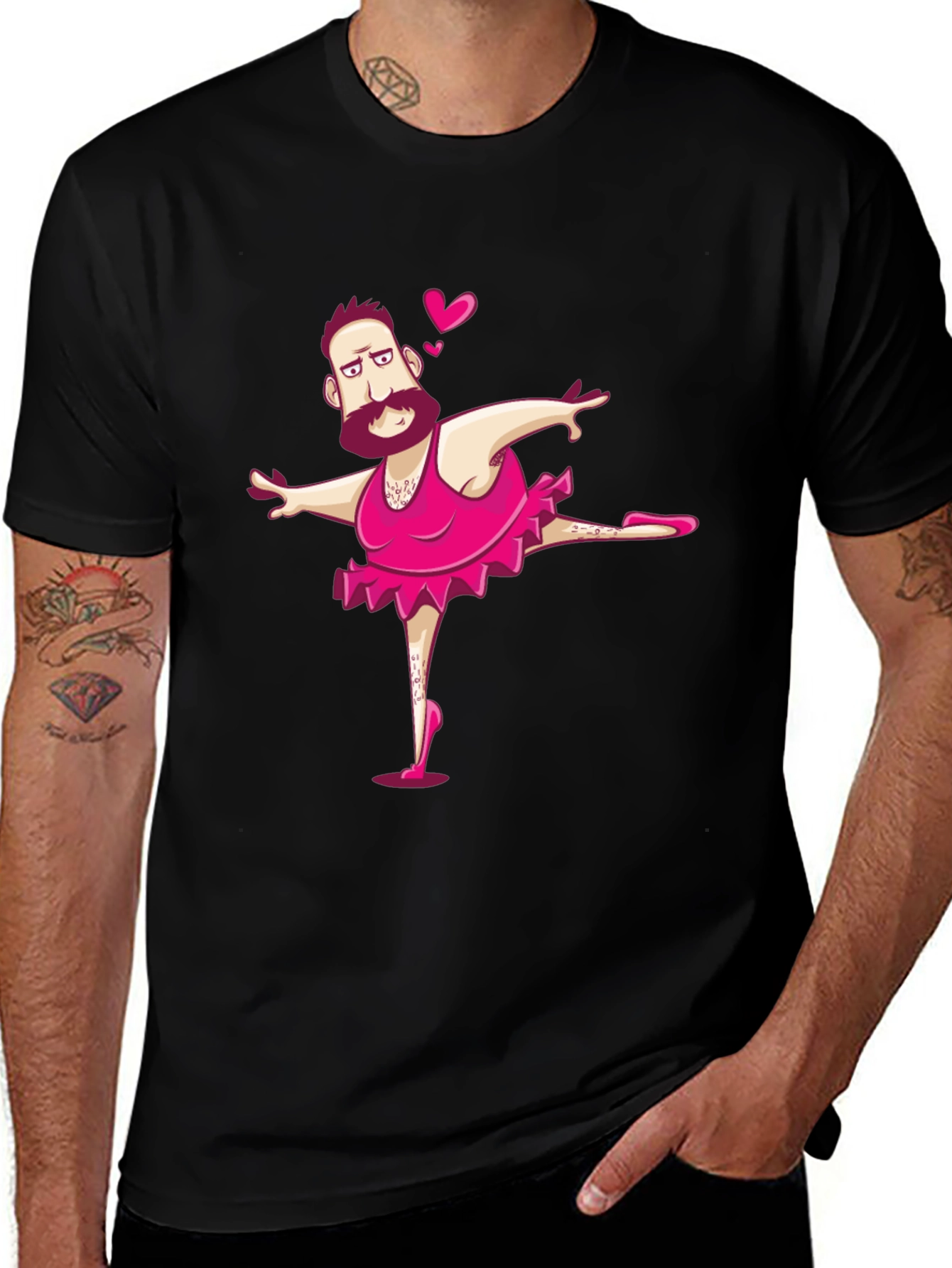 Camiseta Negra con Diseño de Hombre Bailarín