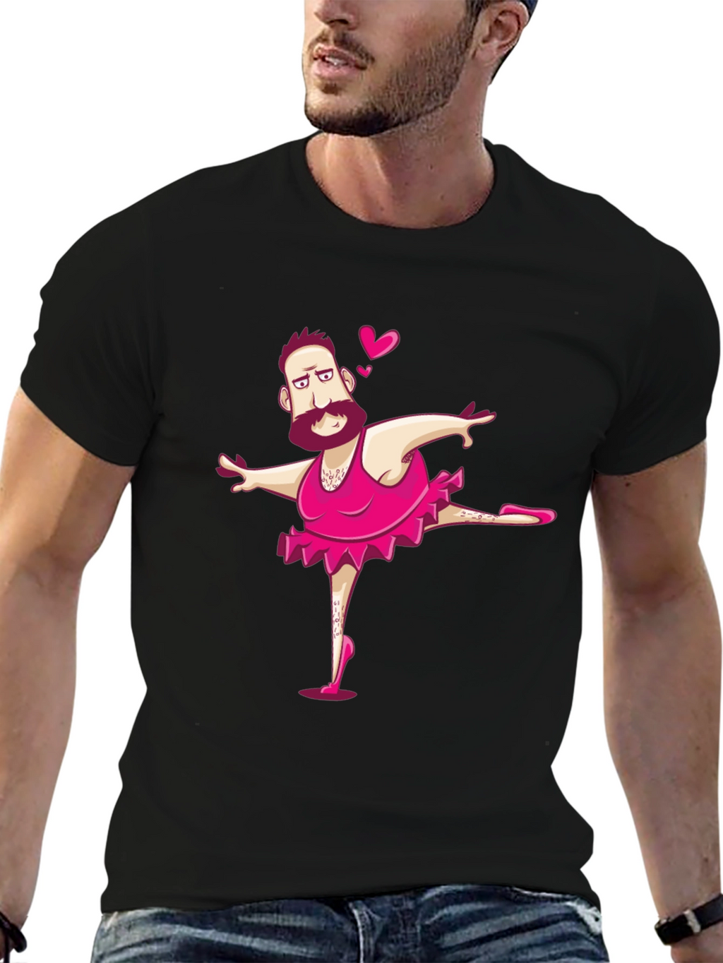Camiseta Negra con Diseño de Hombre Bailarín