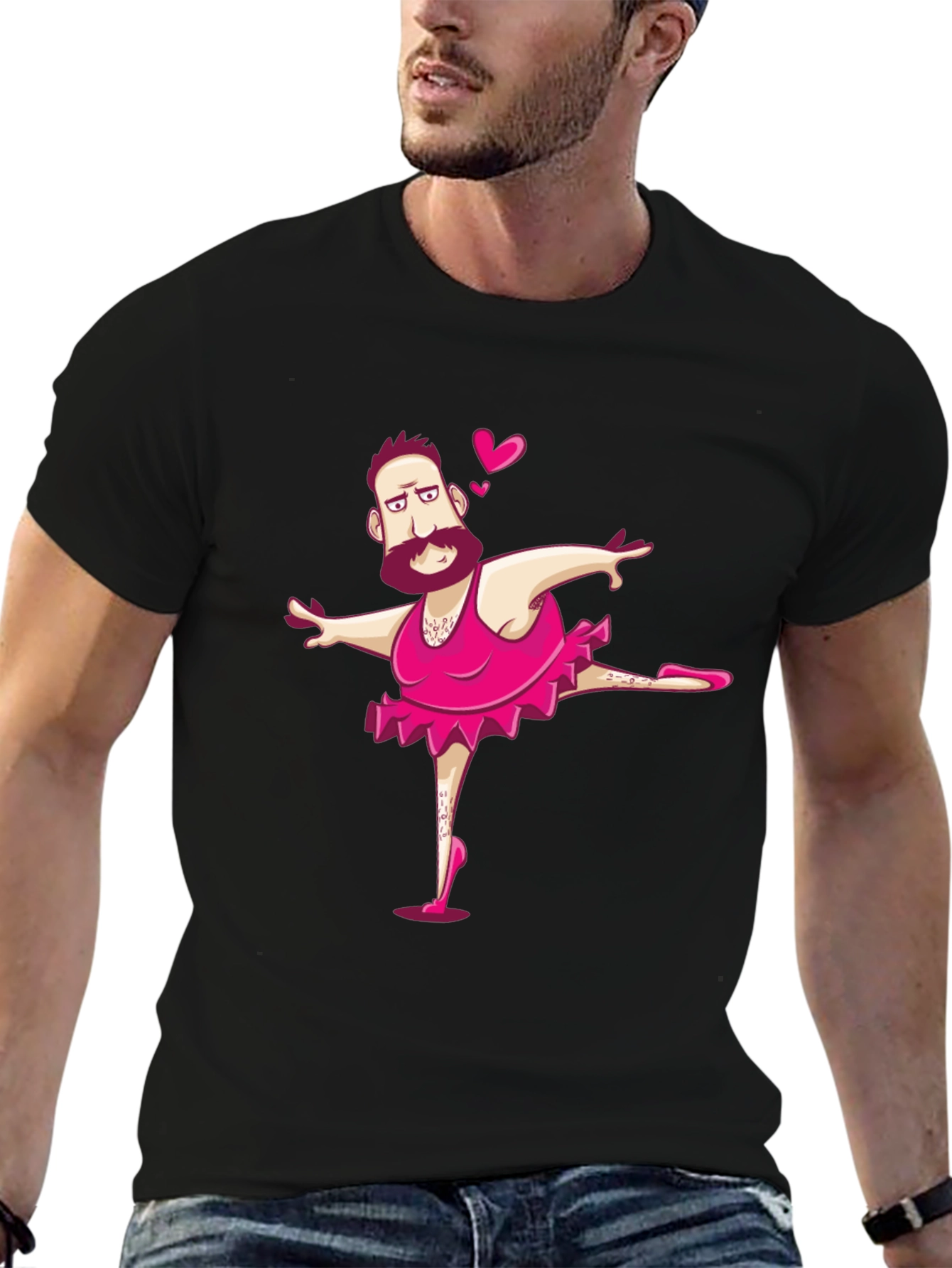 Camiseta Negra con Diseño de Hombre Bailarín
