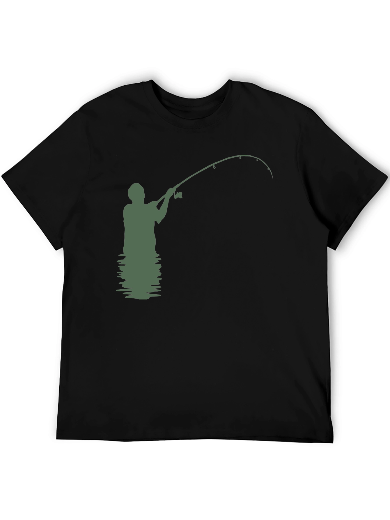 Camiseta Hombre Negra con Diseño de Pesca