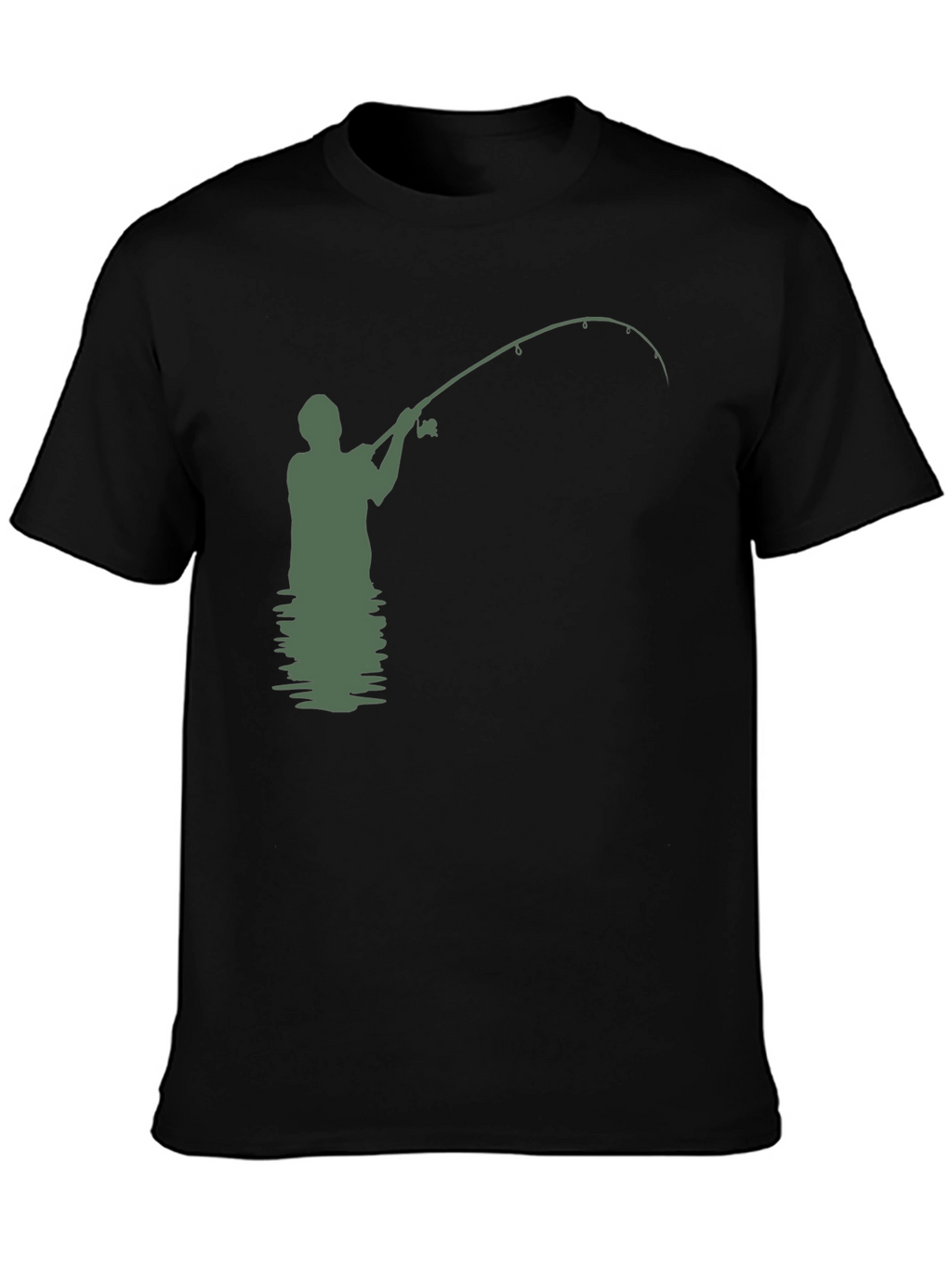 Camiseta Hombre Negra con Diseño de Pesca