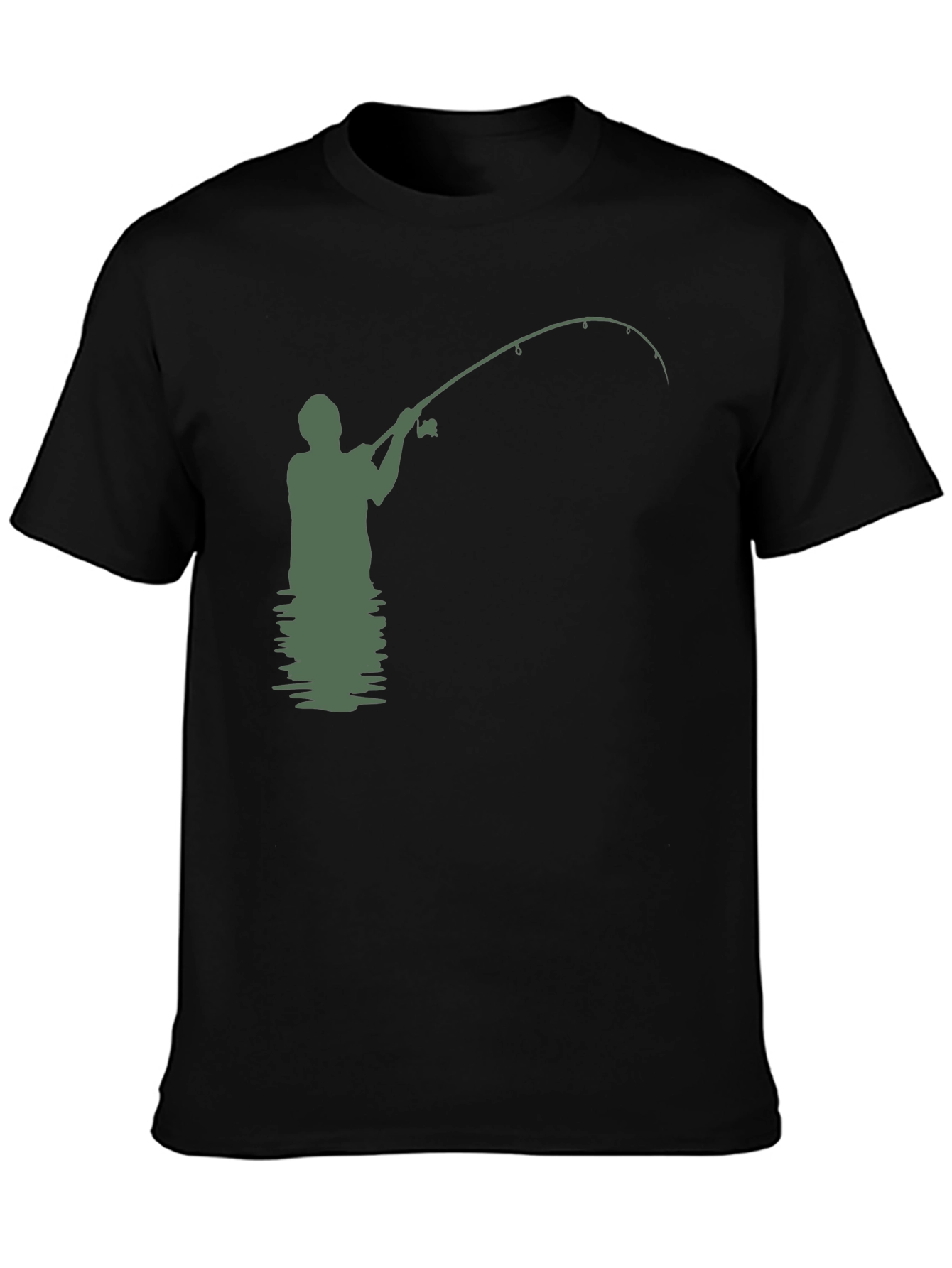 Camiseta Hombre Negra con Diseño de Pesca