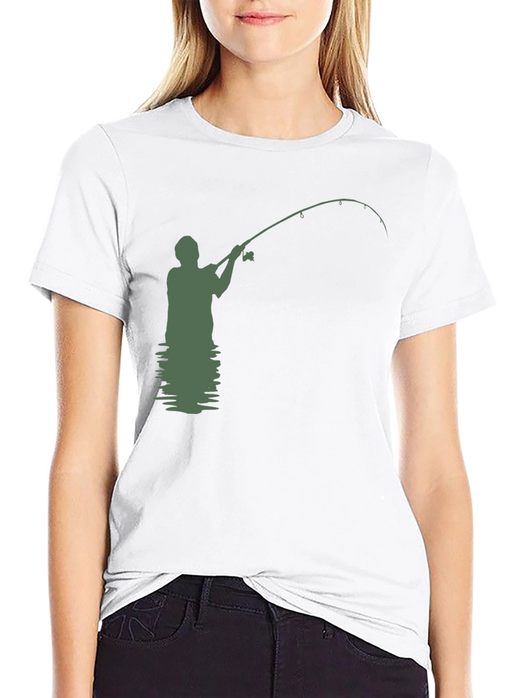 Camiseta Hombre Negra con Diseño de Pesca
