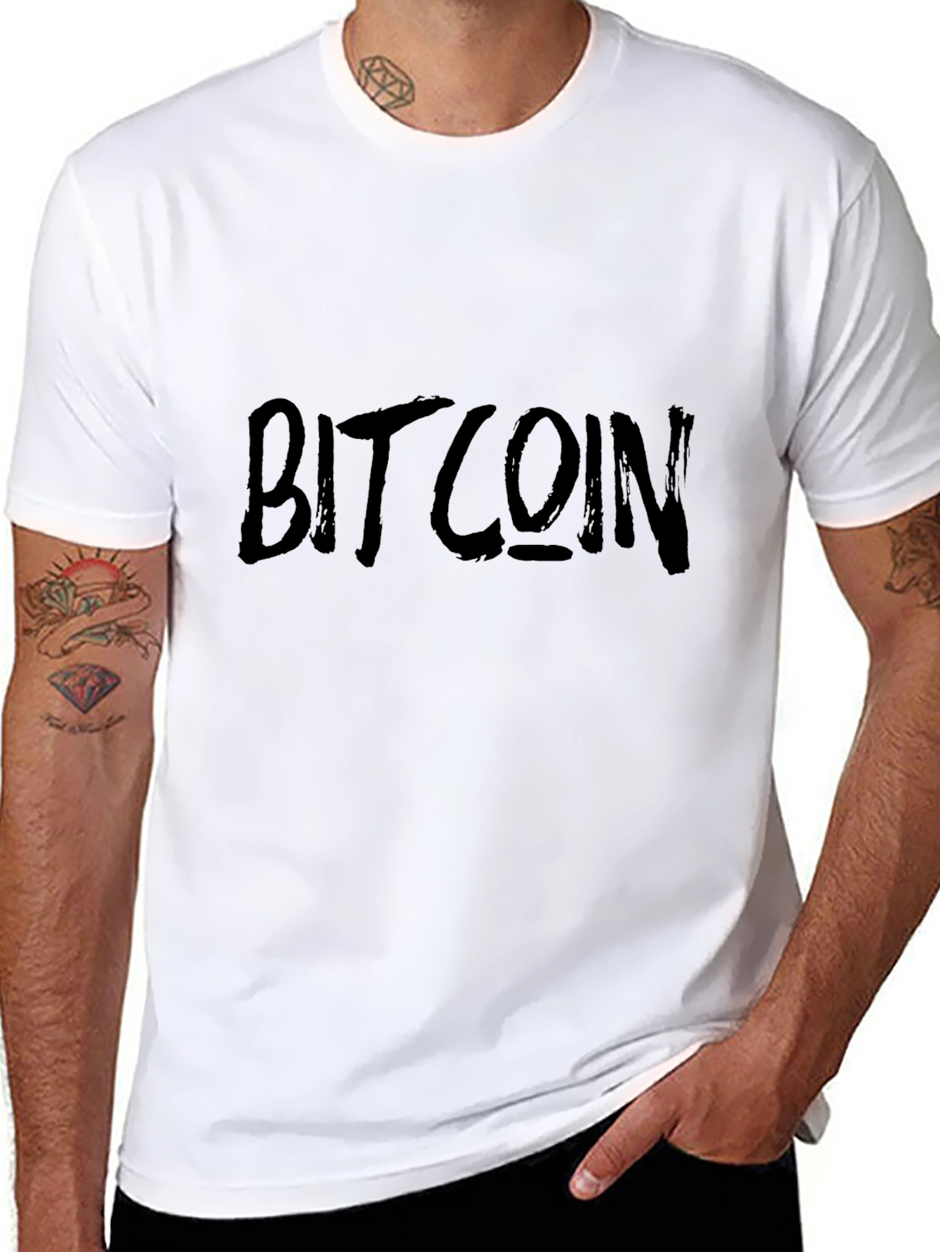 Camiseta Negra Bitcoin Casual para Hombre
