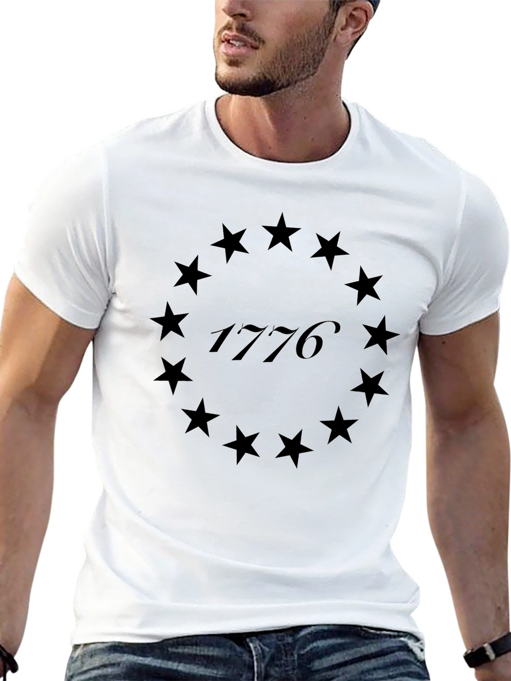 Camiseta Negra 1776 Estrellas Revolucionarias