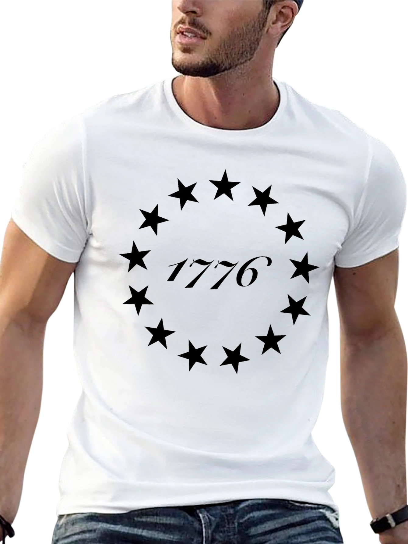 Camiseta Negra 1776 Estrellas Revolucionarias