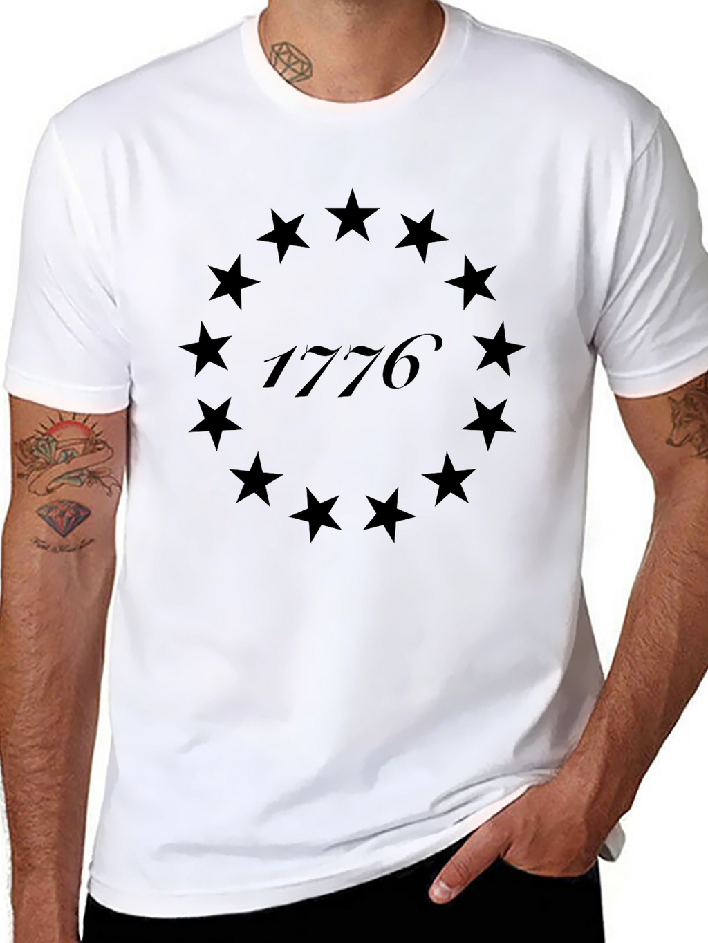 Camiseta Negra 1776 Estrellas Revolucionarias