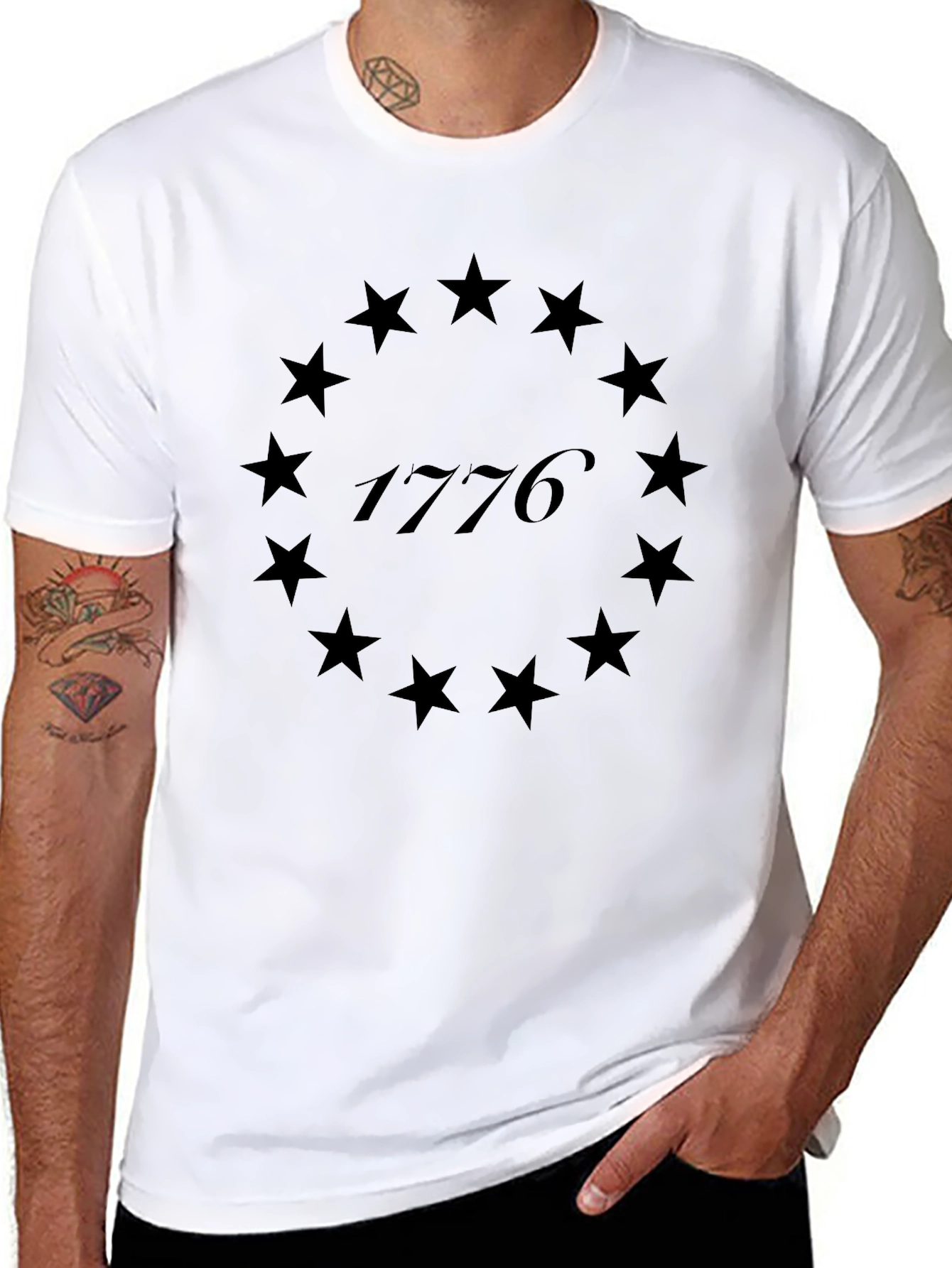 Camiseta Negra 1776 Estrellas Revolucionarias