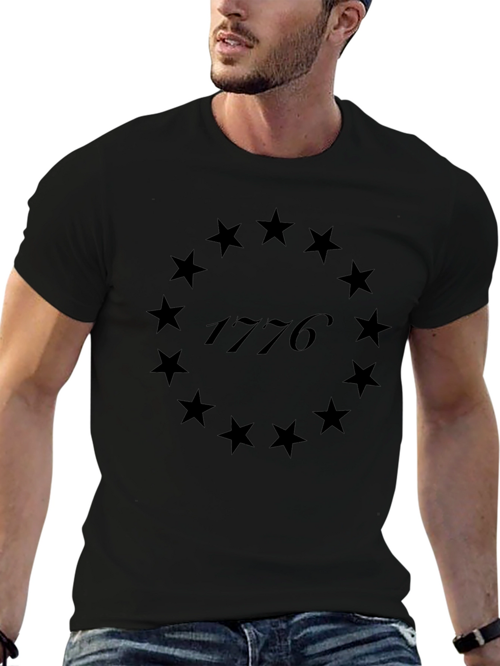 Camiseta Negra 1776 Estrellas Revolucionarias