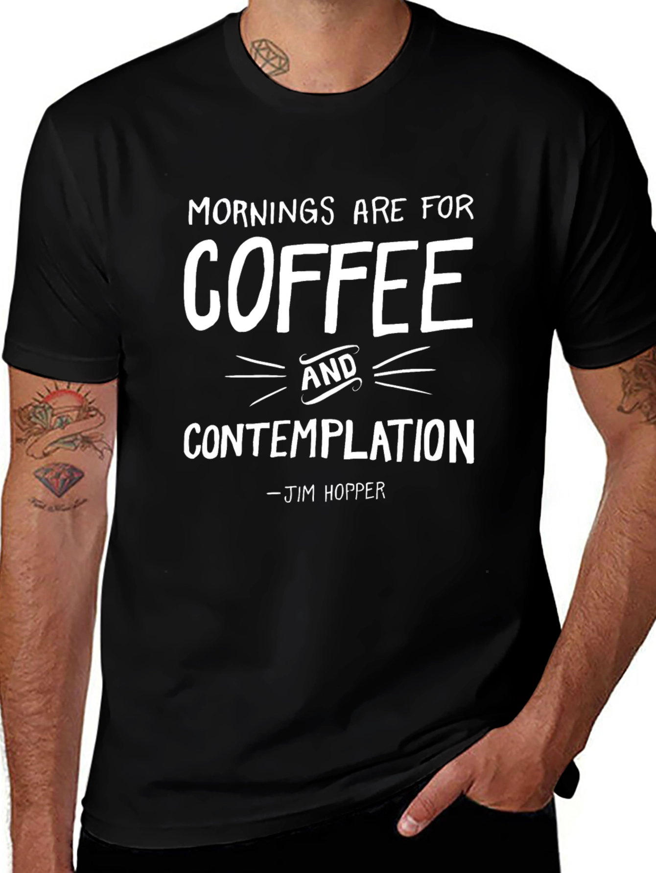 Camiseta Negra Café y Contemplación Jim Hopper