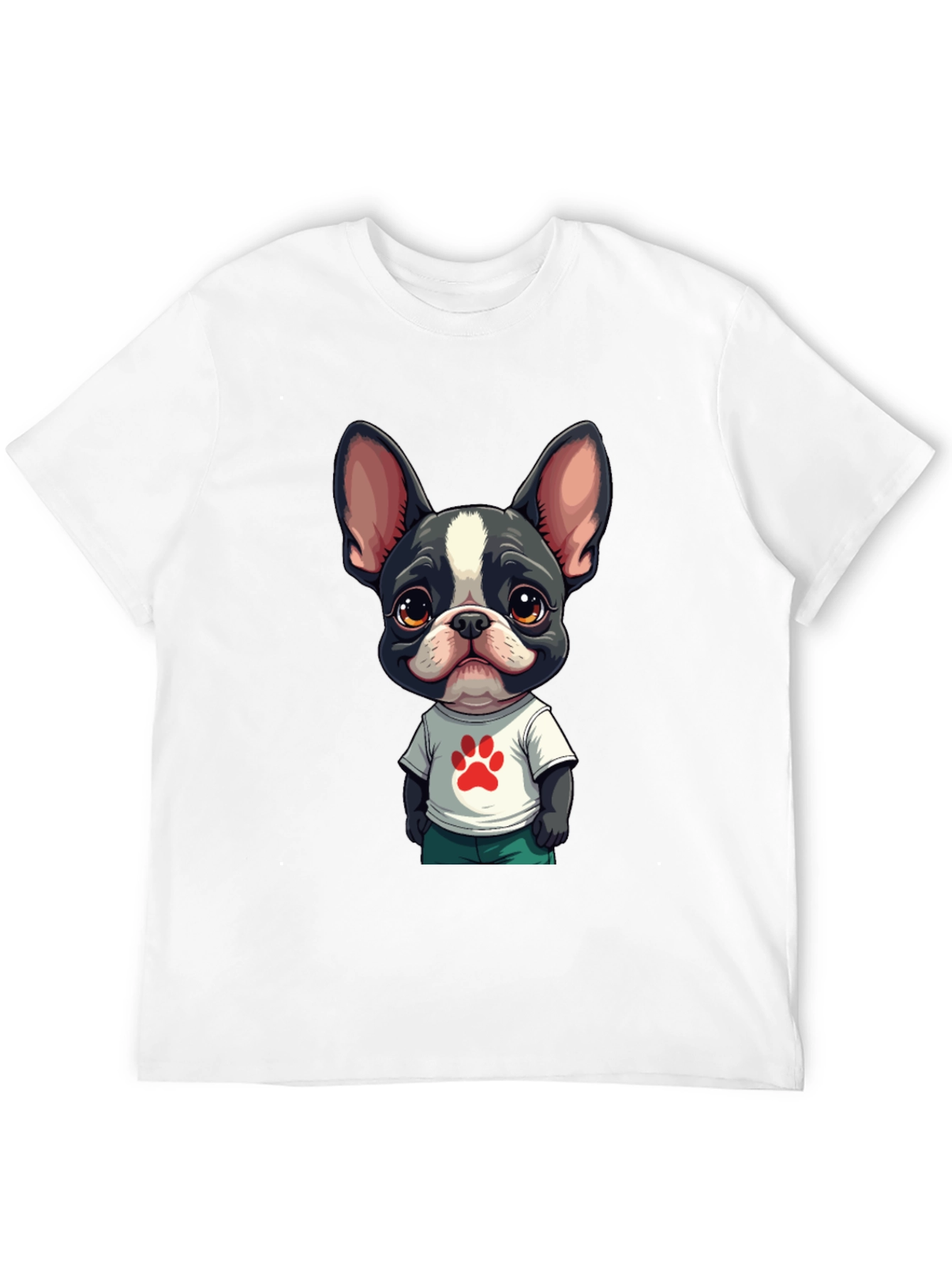 Camiseta Hombre Negra con Diseño Cachorro Bulldog Francés