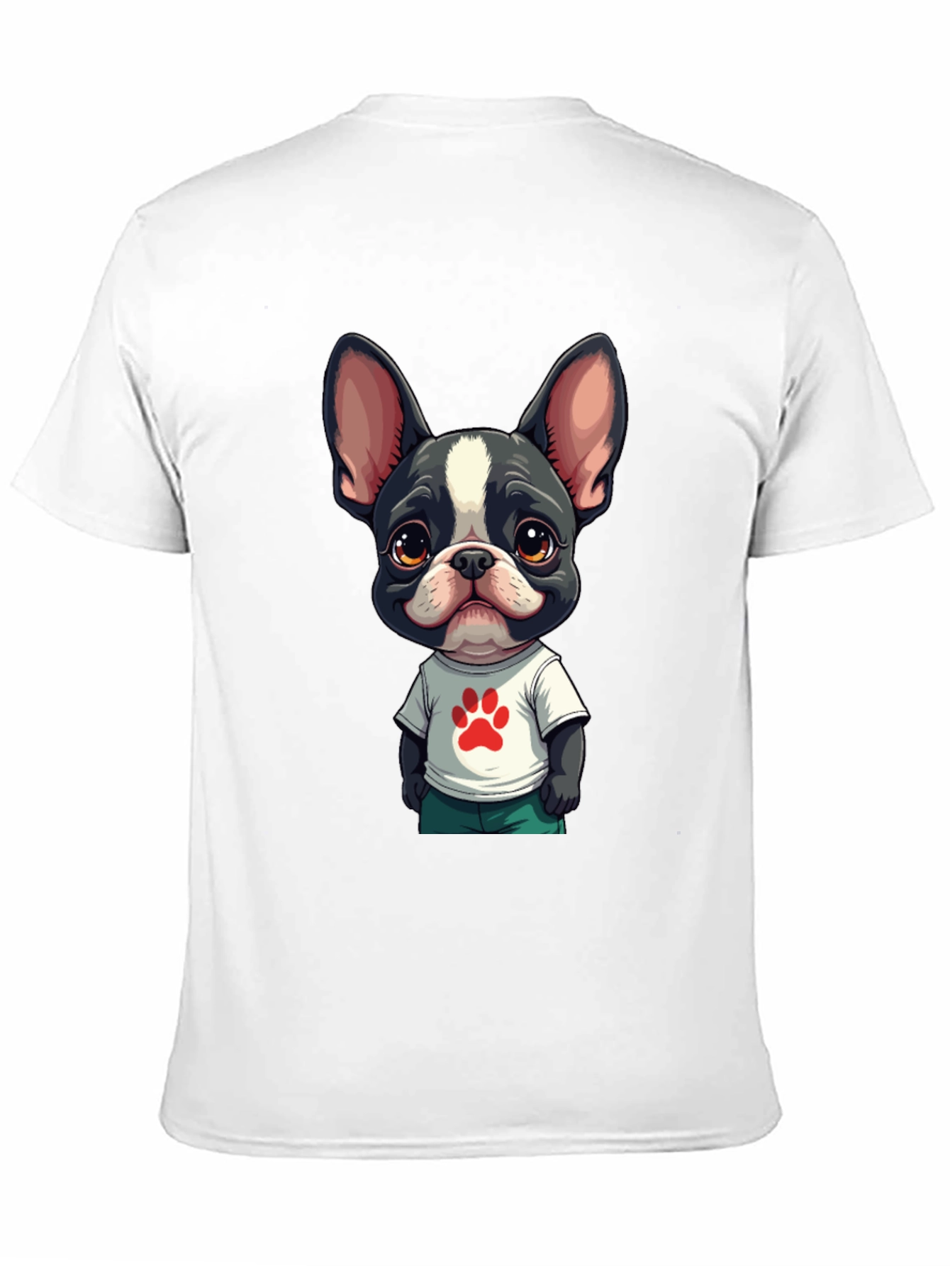 Camiseta Hombre Negra con Diseño Cachorro Bulldog Francés