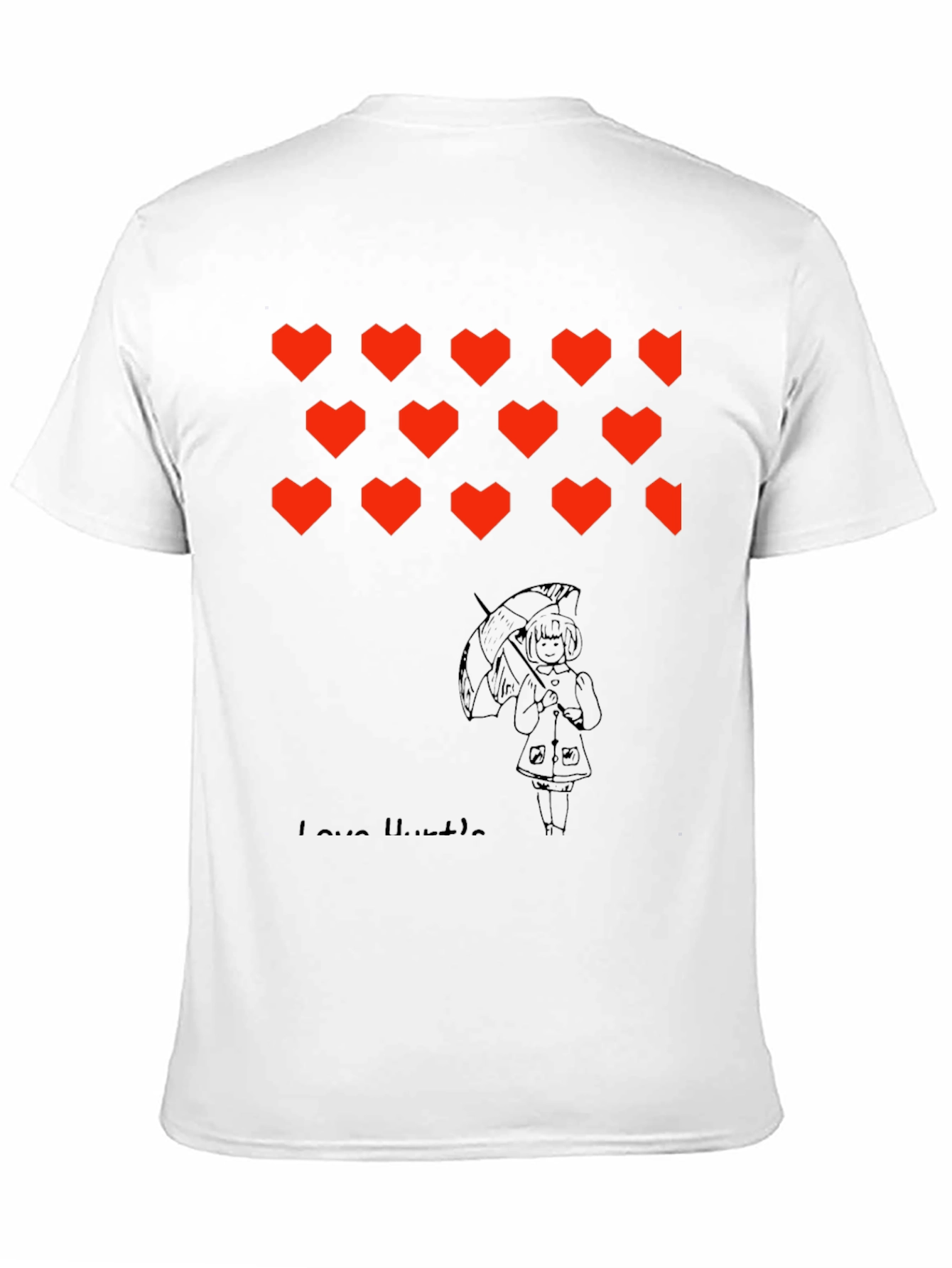 Camiseta Negra con Corazones y Diseño Gráfico