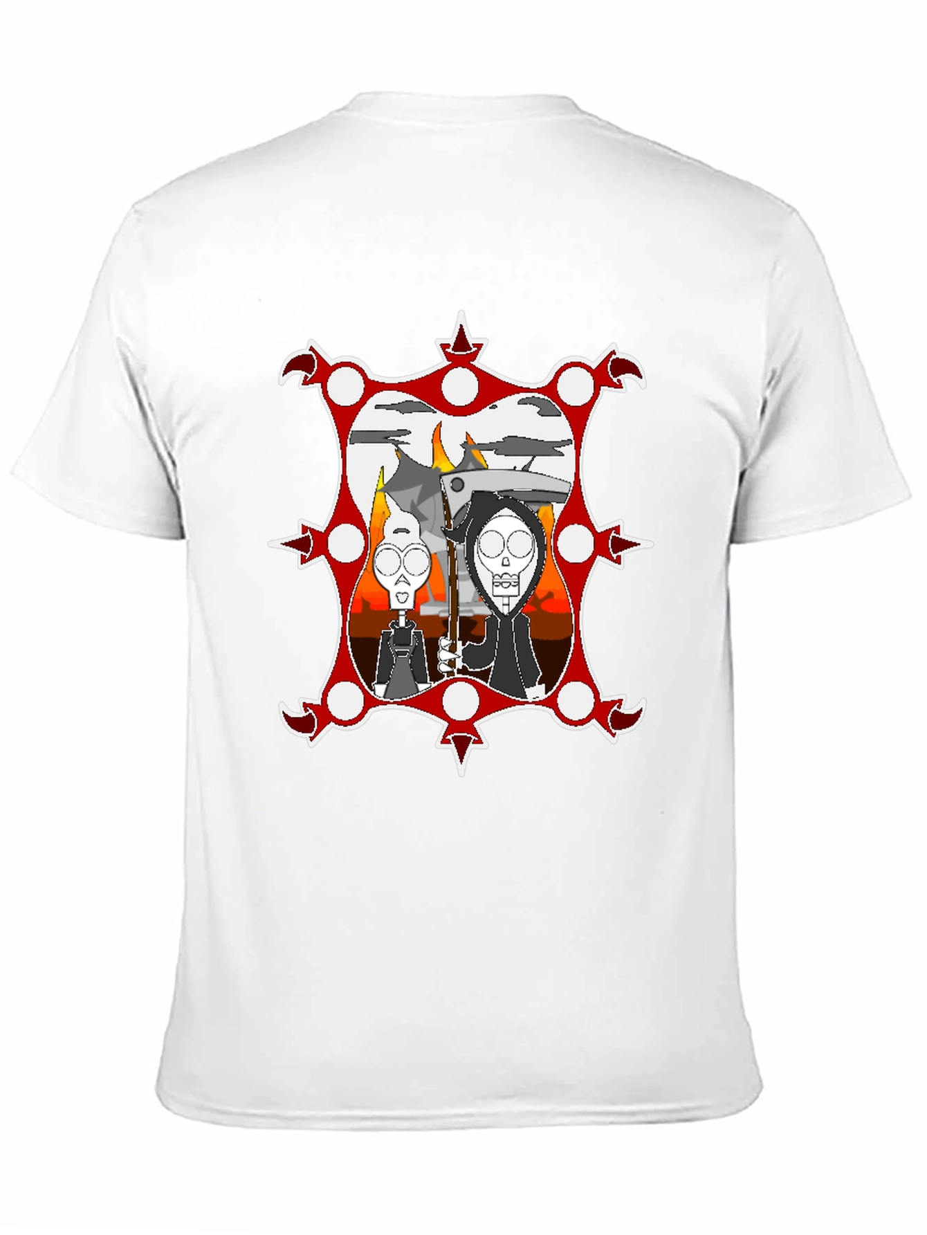 Camiseta Negra con Diseño Animado de Humor Oscuro