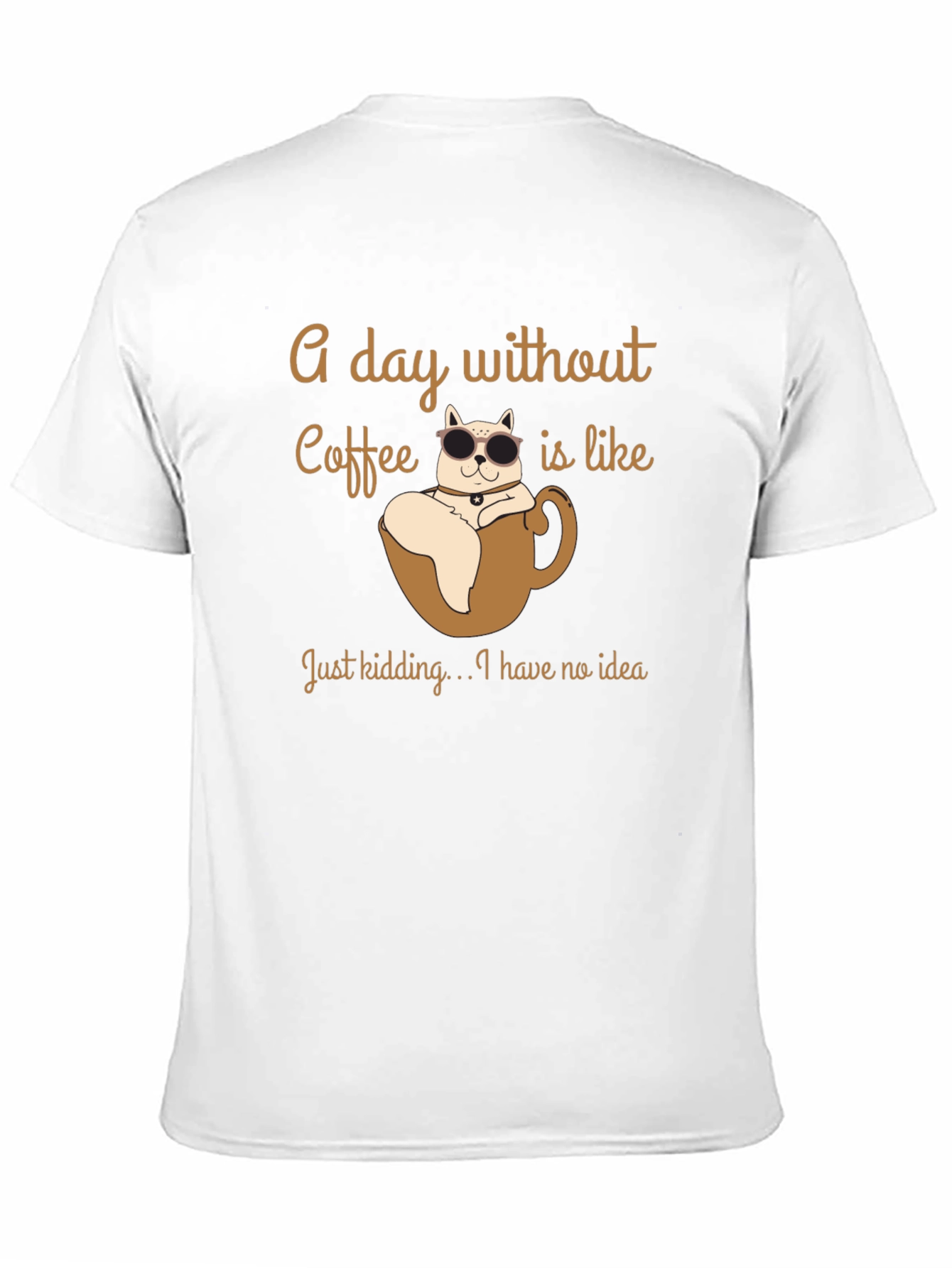 Camiseta Negra con Diseño de Gato en Taza de Café