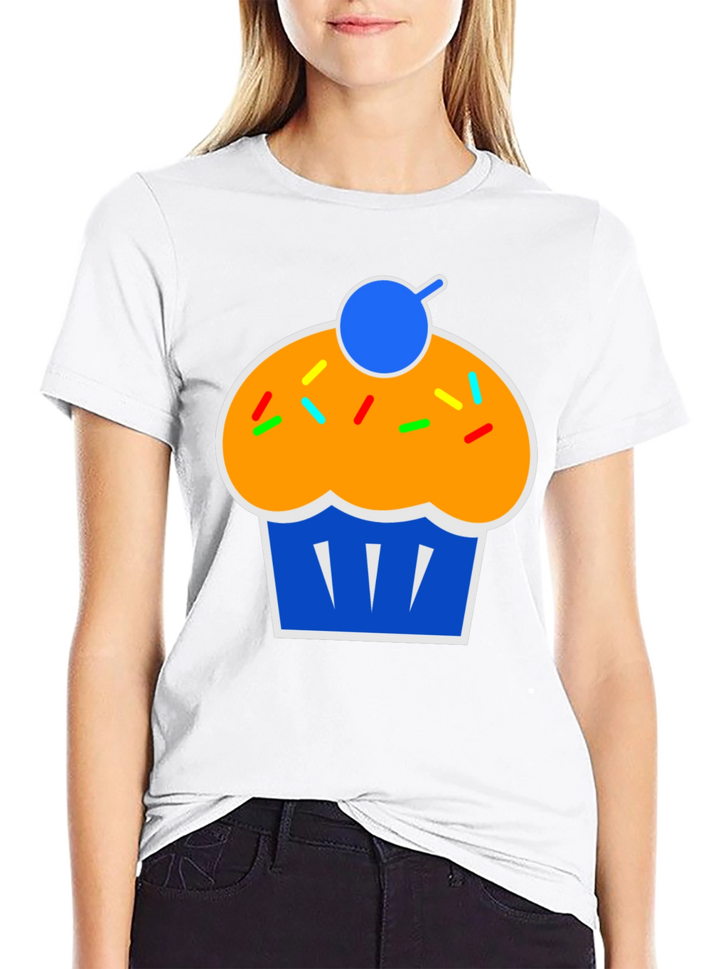 Camiseta Negra con Diseño de Cupcake
