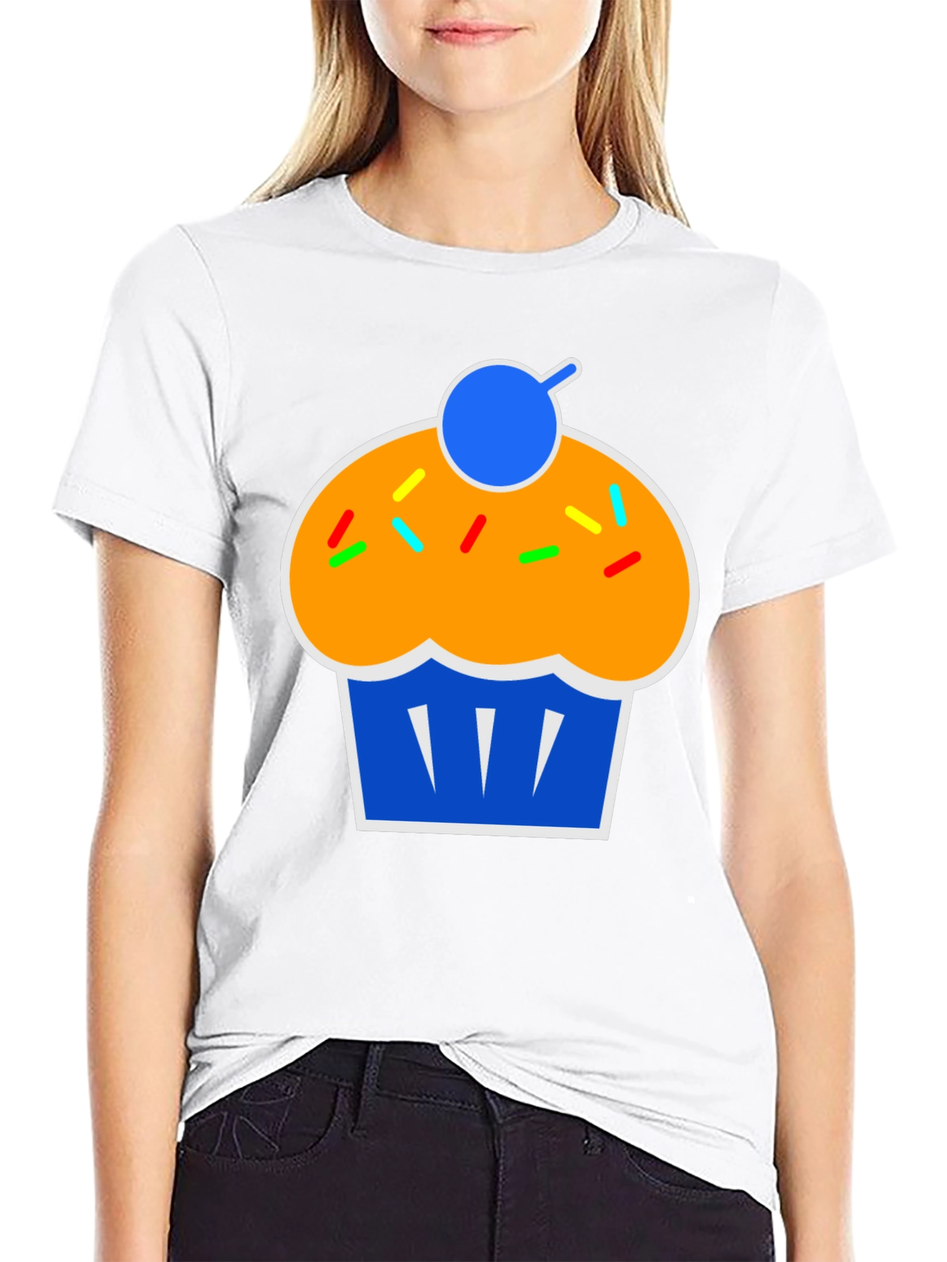 Camiseta Negra con Diseño de Cupcake
