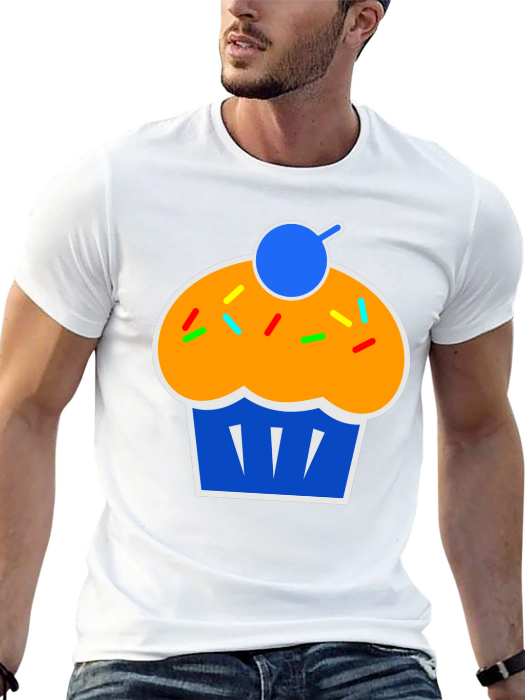 Camiseta Negra con Diseño de Cupcake