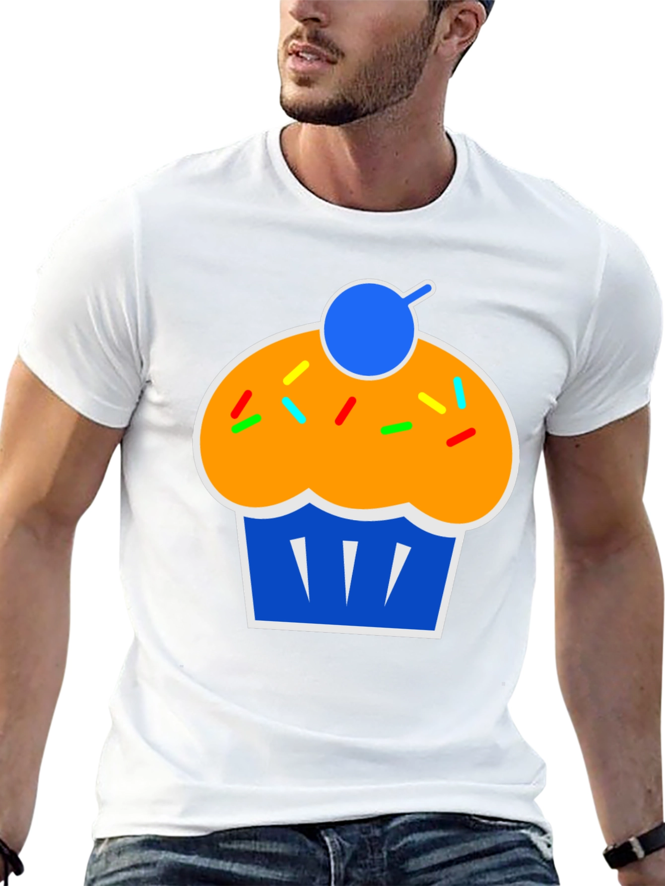 Camiseta Negra con Diseño de Cupcake