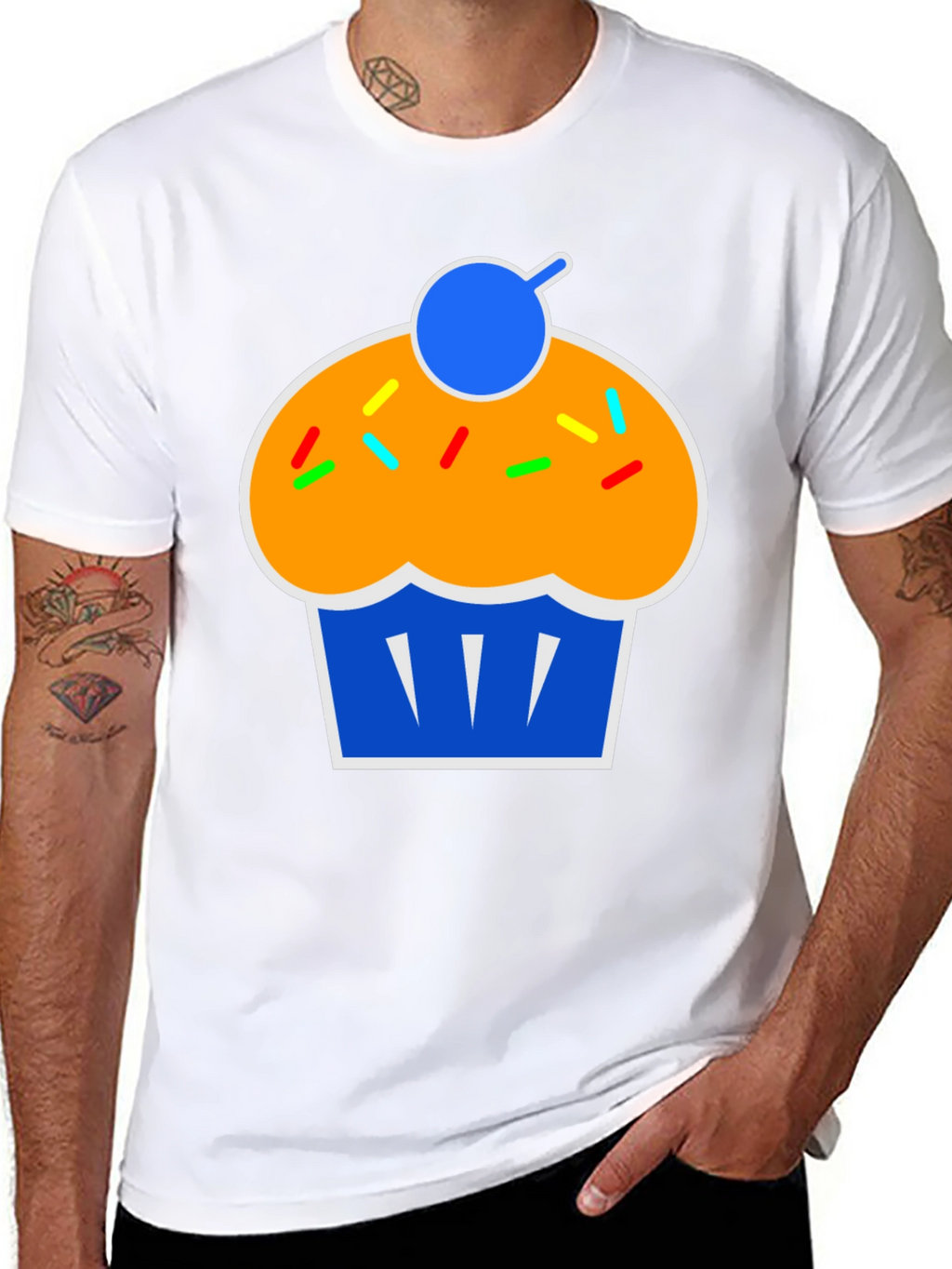 Camiseta Negra con Diseño de Cupcake