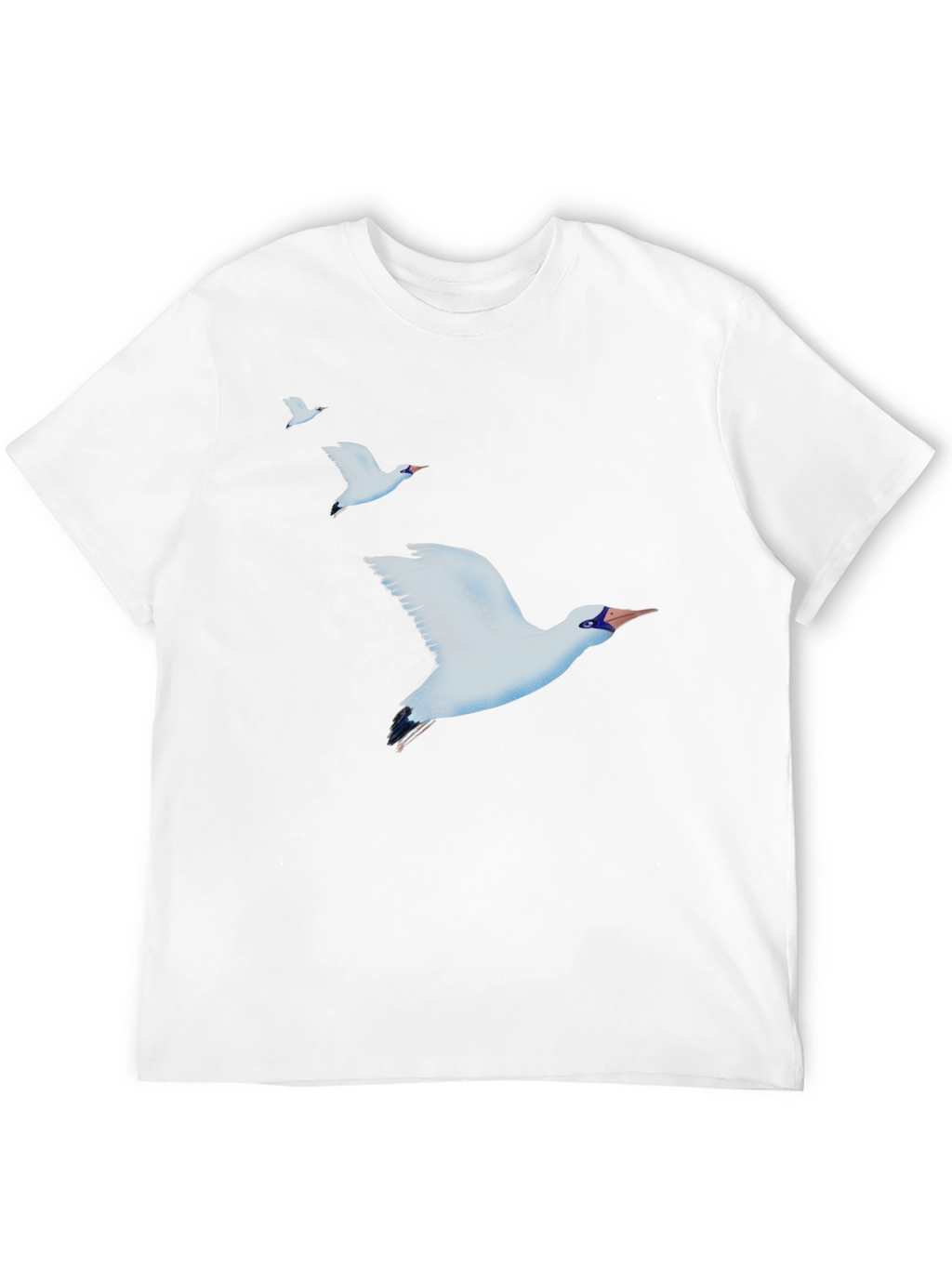 Camiseta Negra con Diseño de Aves Marinas