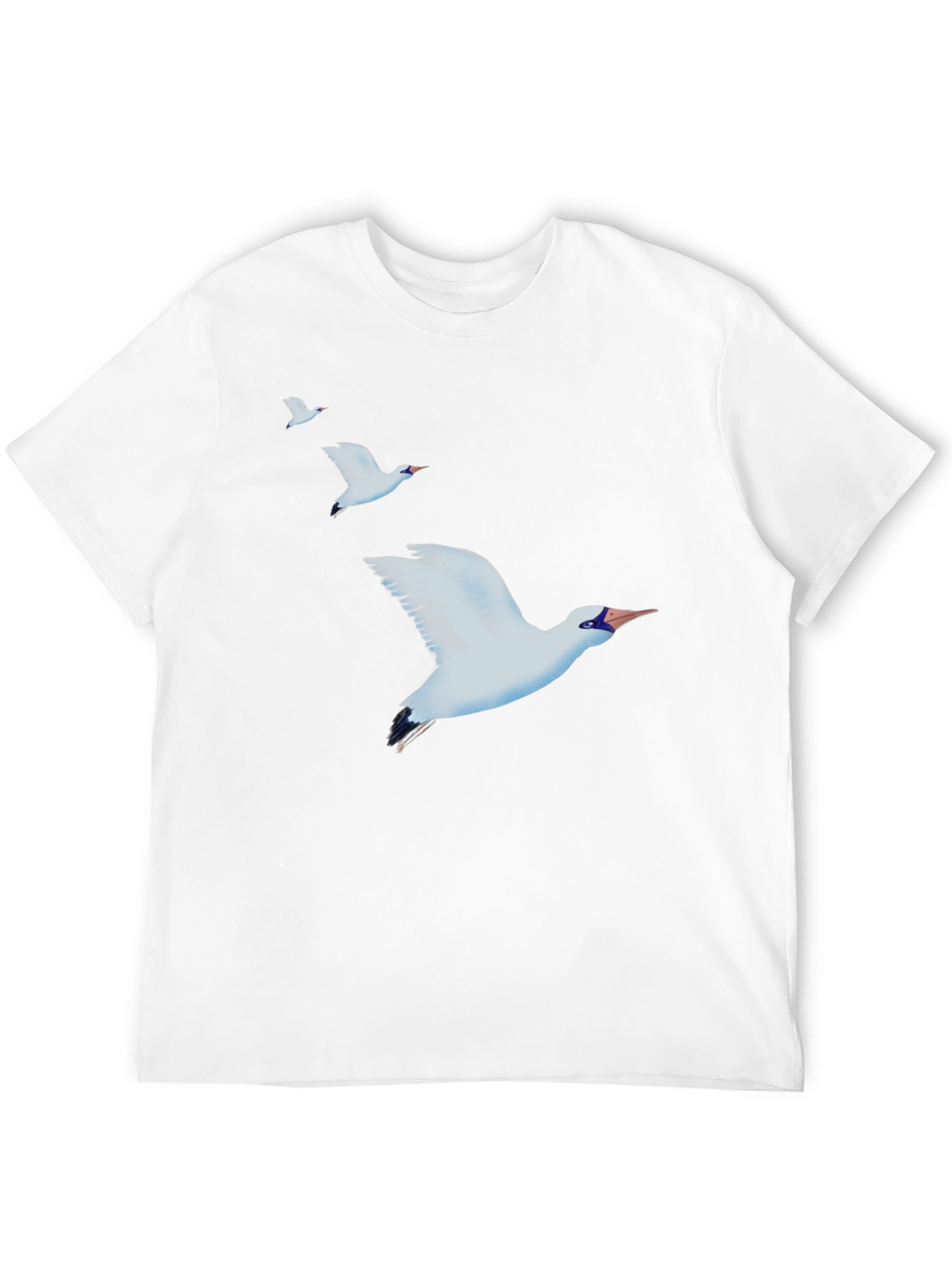 Camiseta Negra con Diseño de Aves Marinas