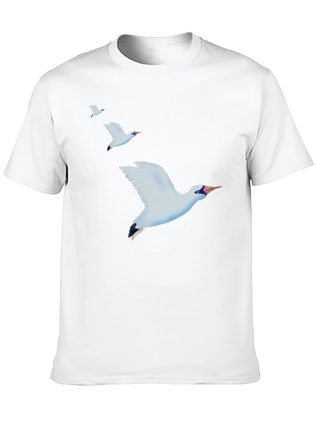 Camiseta Negra con Diseño de Aves Marinas