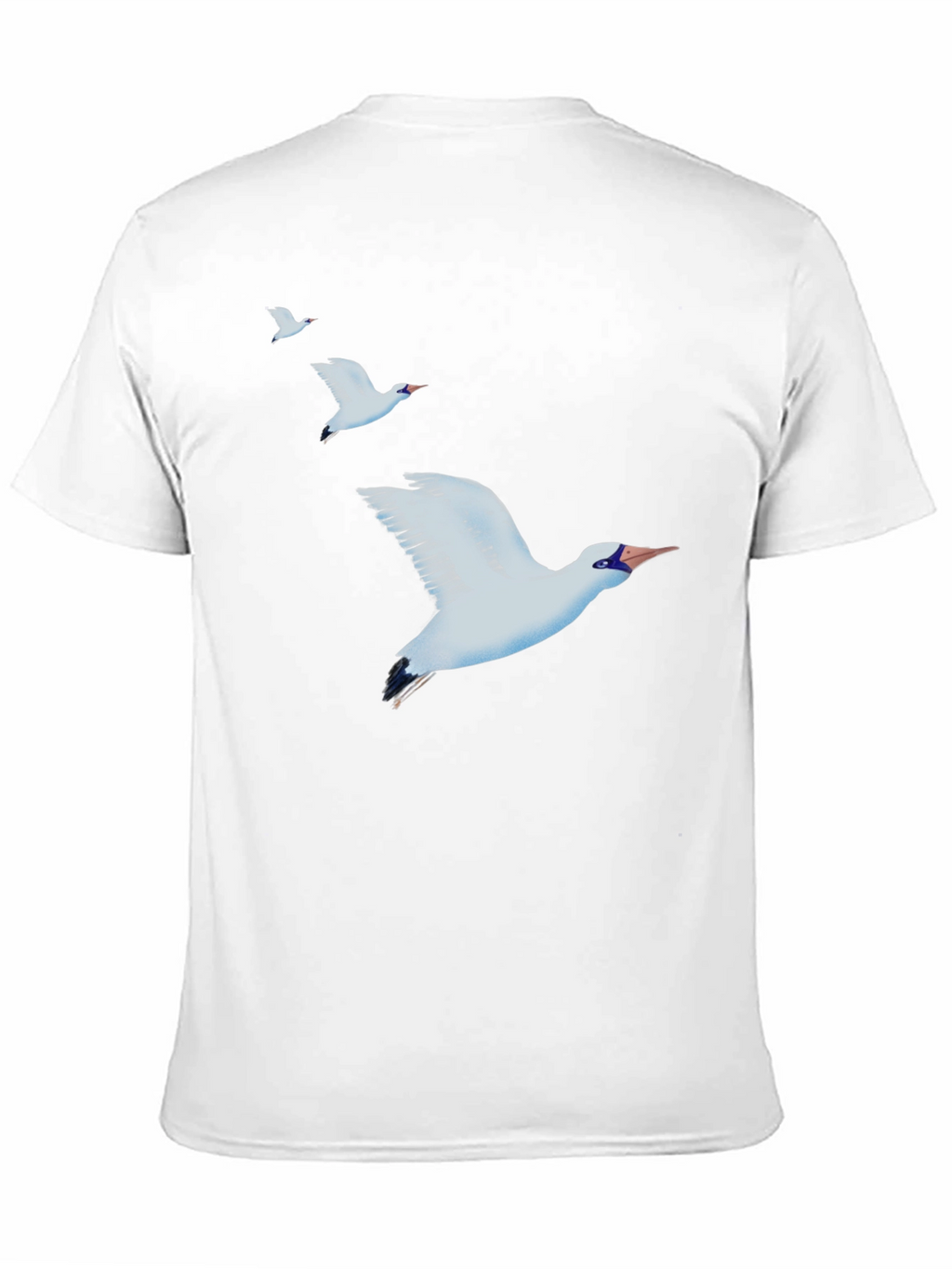 Camiseta Negra con Diseño de Aves Marinas