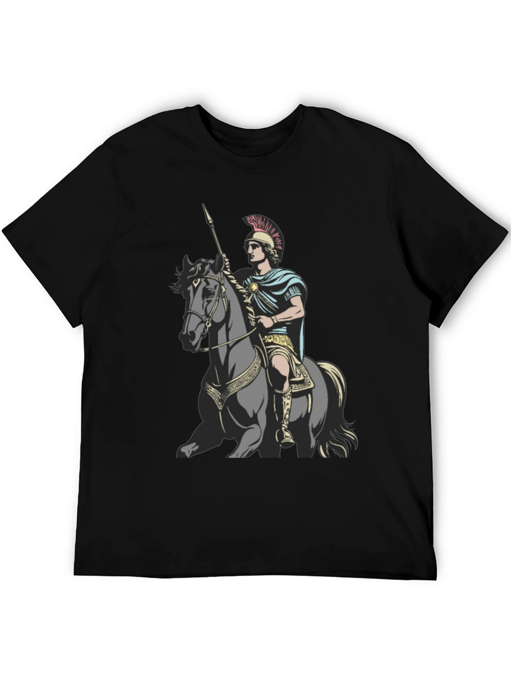 Camiseta Hombre Guerrero a Caballo Negra
