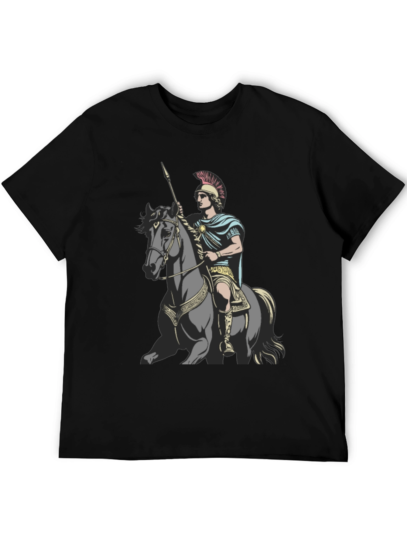 Camiseta Hombre Guerrero a Caballo Negra