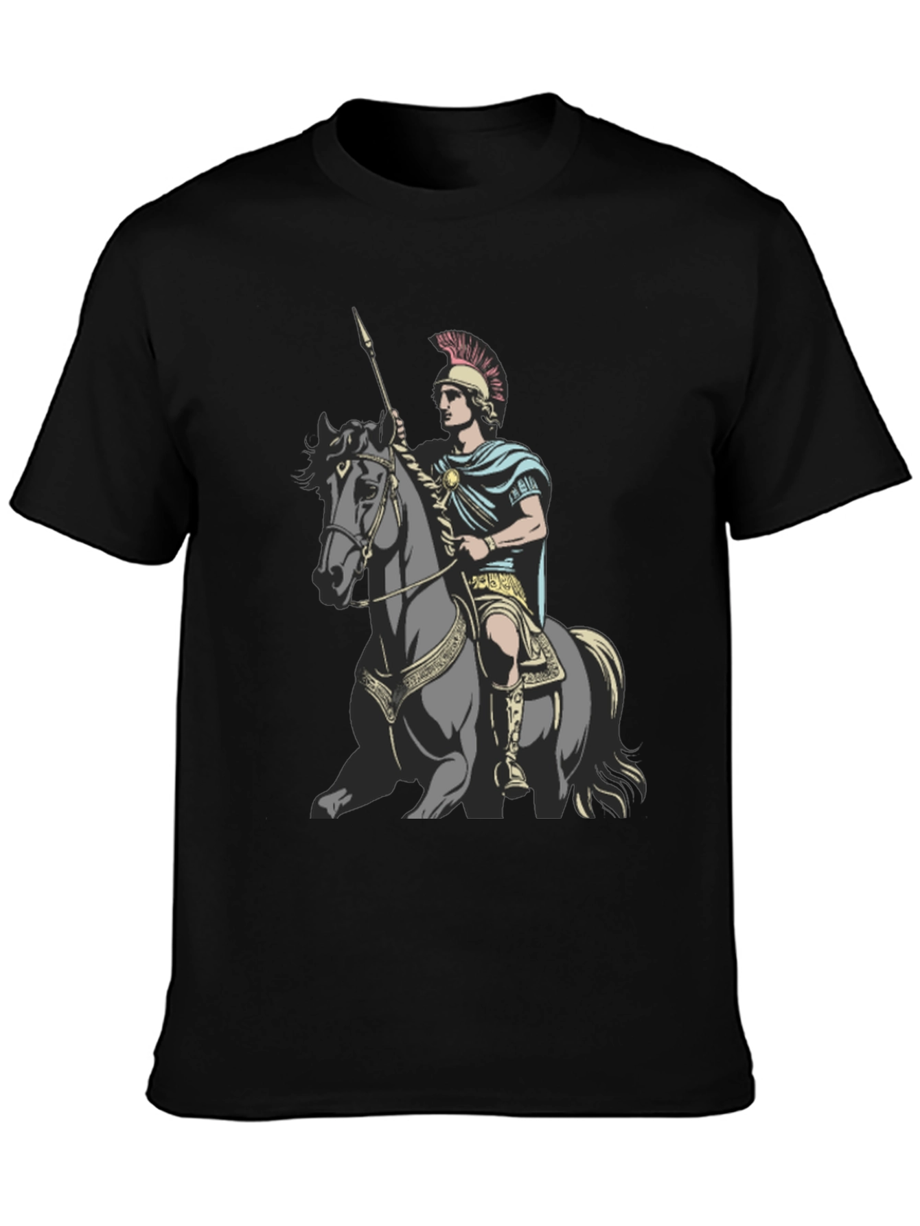 Camiseta Hombre Guerrero a Caballo Negra